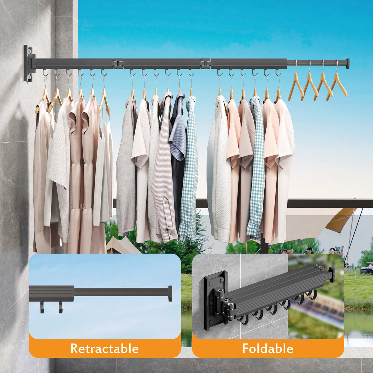 Grey Wall Mounted Clothes Drying Rack