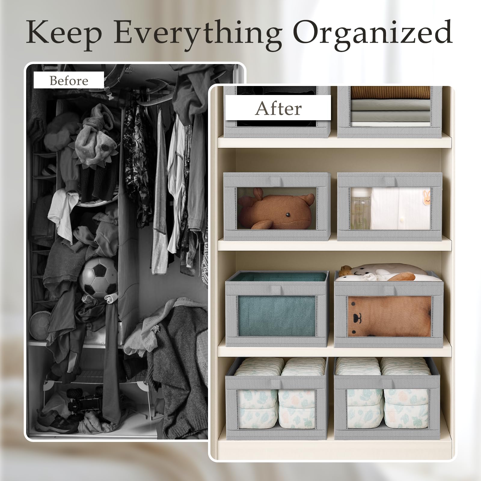 6 Pack Linen Closet Organizers and Storage (6 Count)