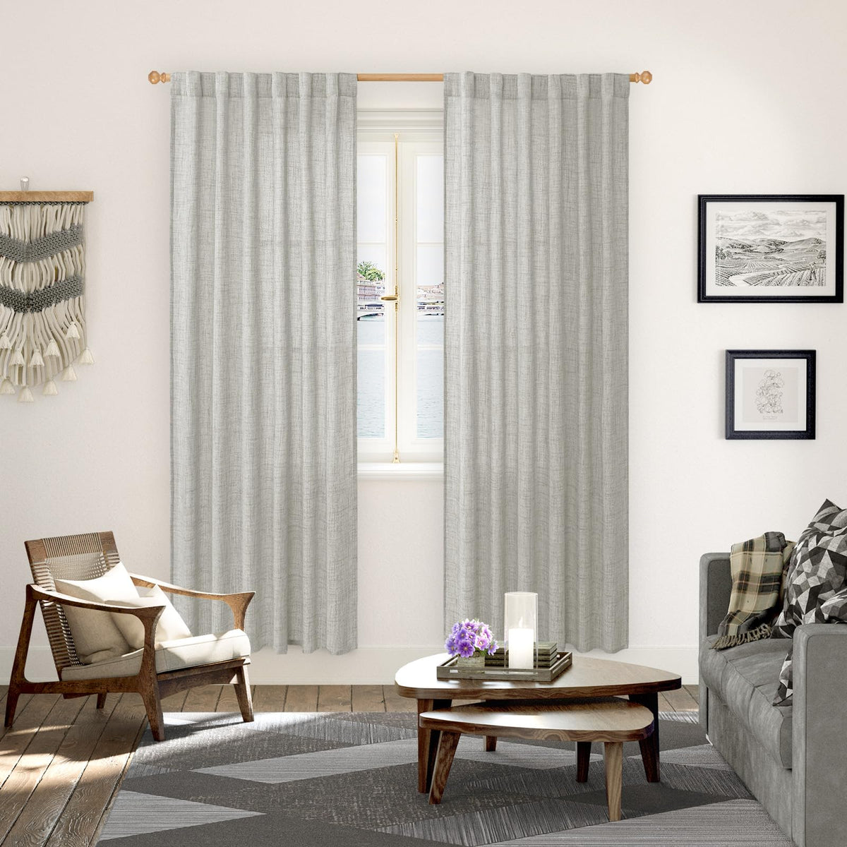 Light Grey Linen Curtains 78 Inch Length for Living Room 2 Panels (2 Count)