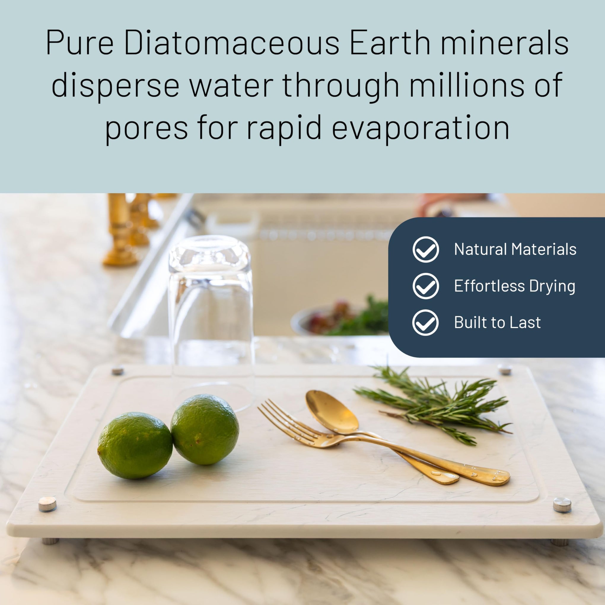 White Stone Dish Drying Mat for Kitchen Counter