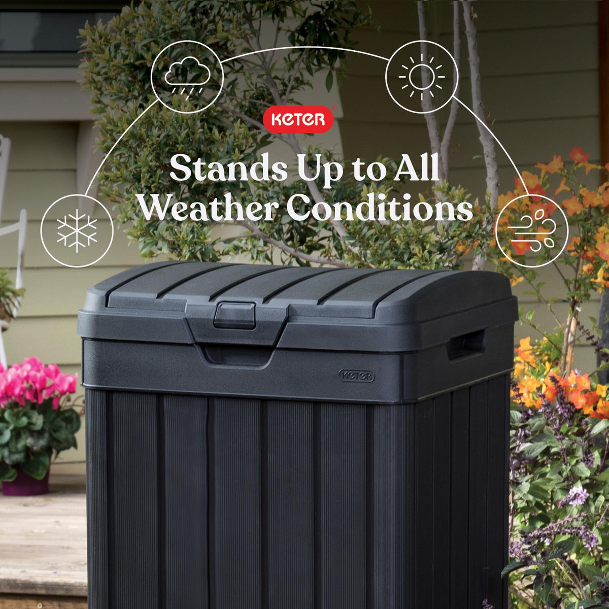 Baltimore Resin 38 Gallon Outdoor Kitchen Trash Can with Lid and Drip Tray for Easy Cleaning