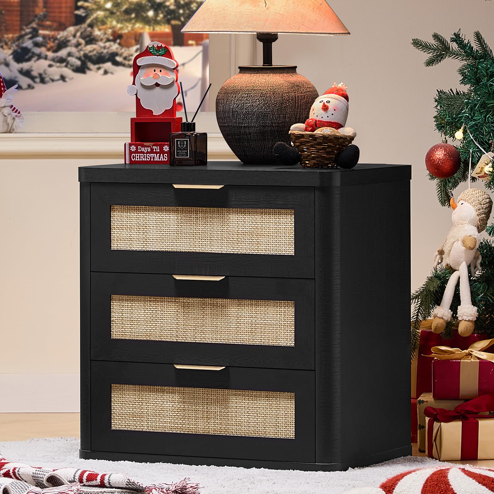 Rattan 23" Nightstands with Drawers for Bedroom