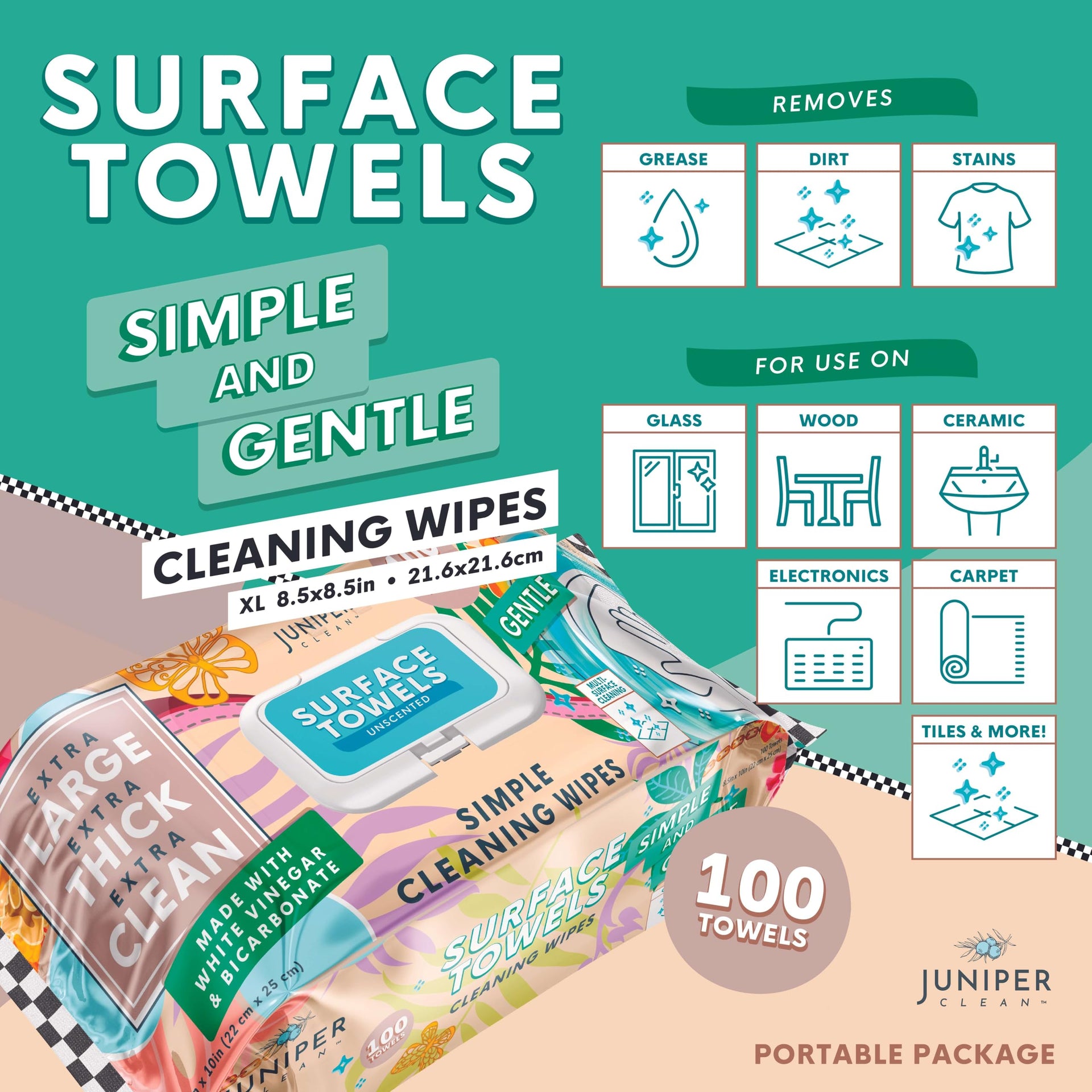 6 Packs Surface Cleaning Wipes Bleach Free (600 Count)