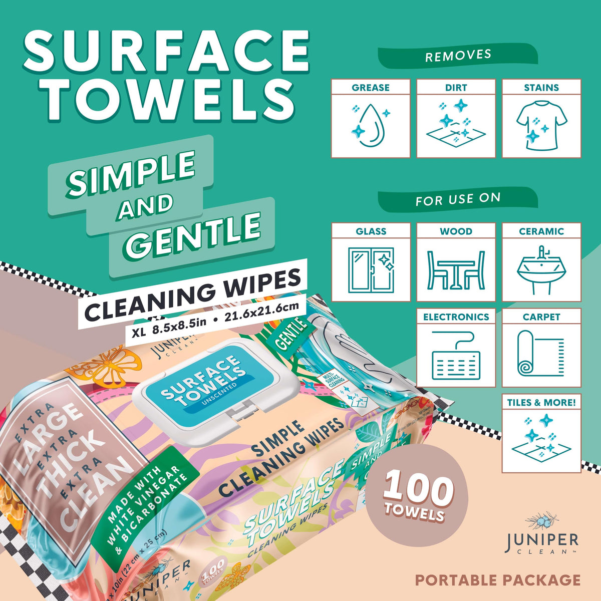 3 Packs Surface Cleaning Wipes Bleach Free (300 Count)