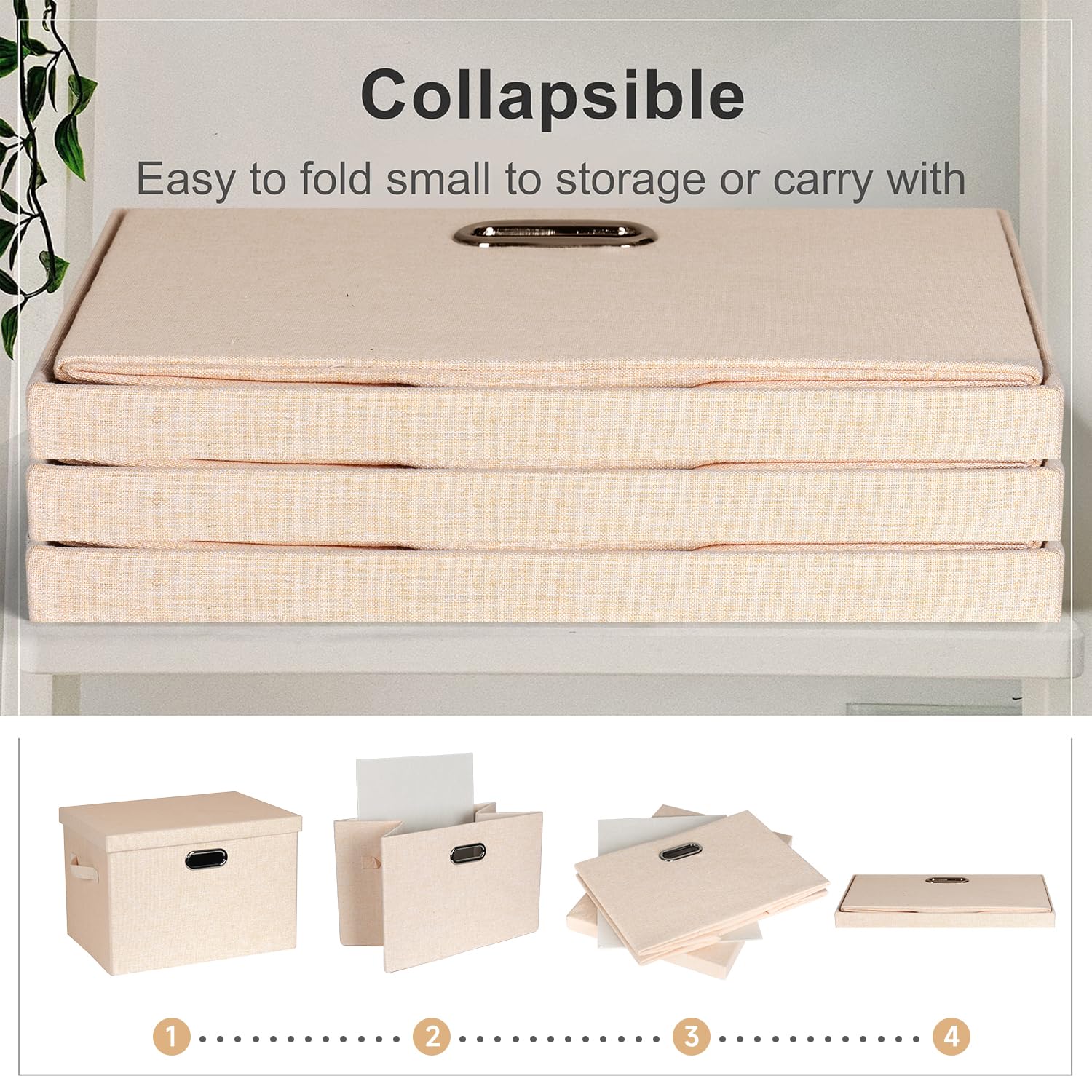 Storage Bins with Lids Fabric Closet Organizers Cubes Office Organization (3 Count)