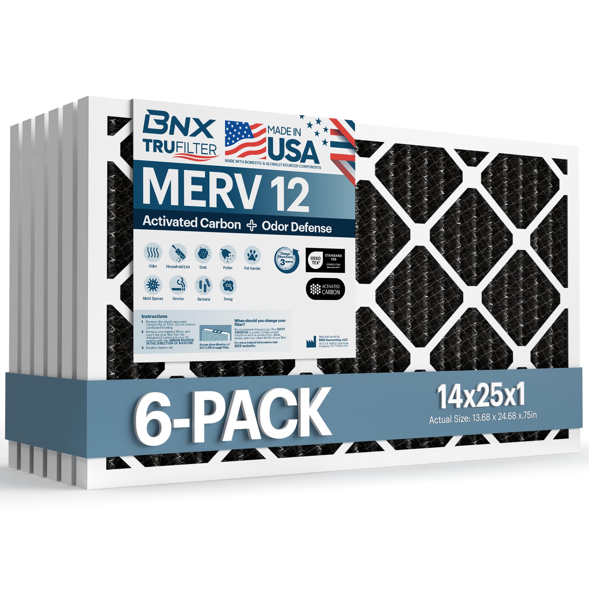 TruFilter 14x25x1 MERV 12 Odor Defense (6 Count)