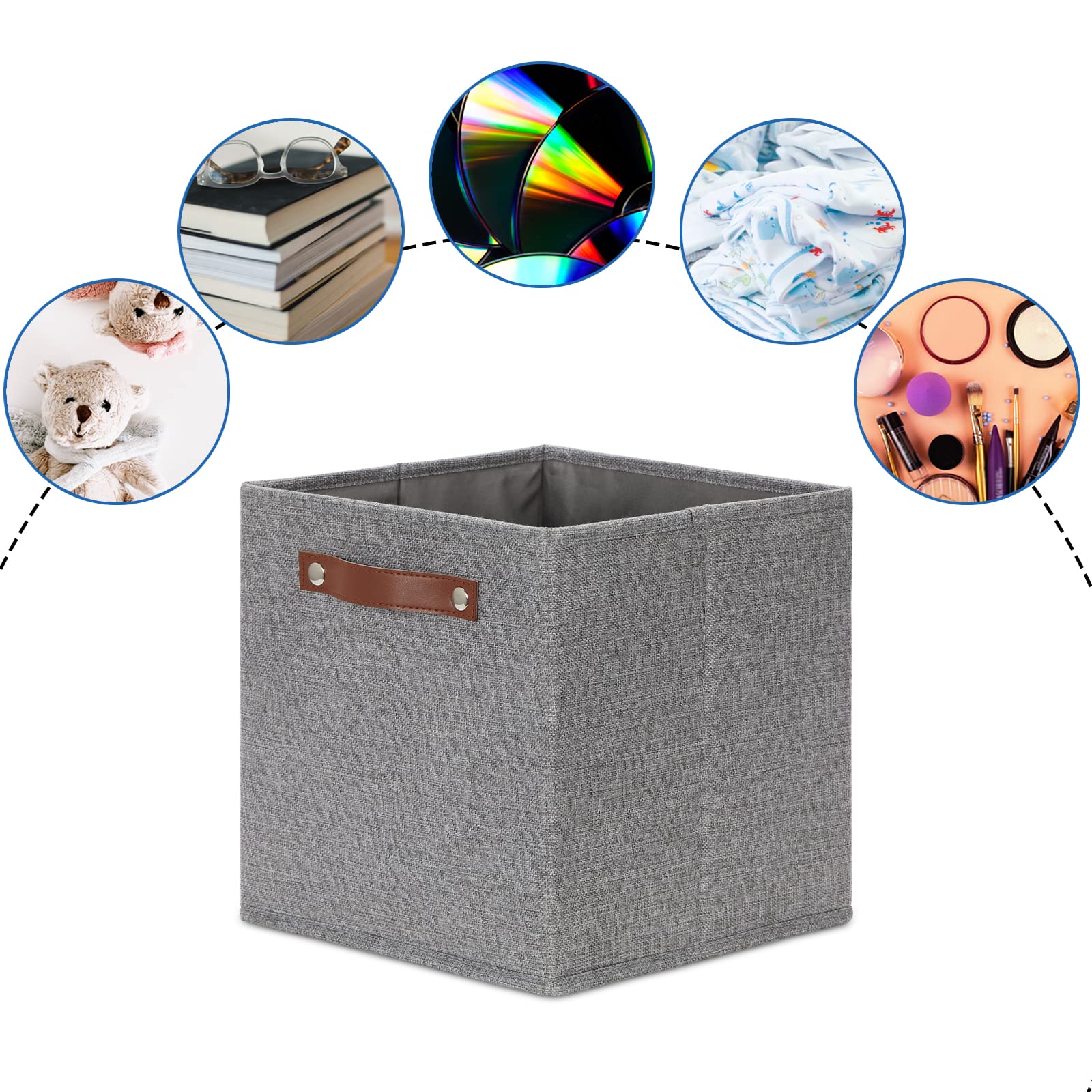 11x11 Cube Collapsible Fabric Storage Bins for Shelf Organizing (4 Count)