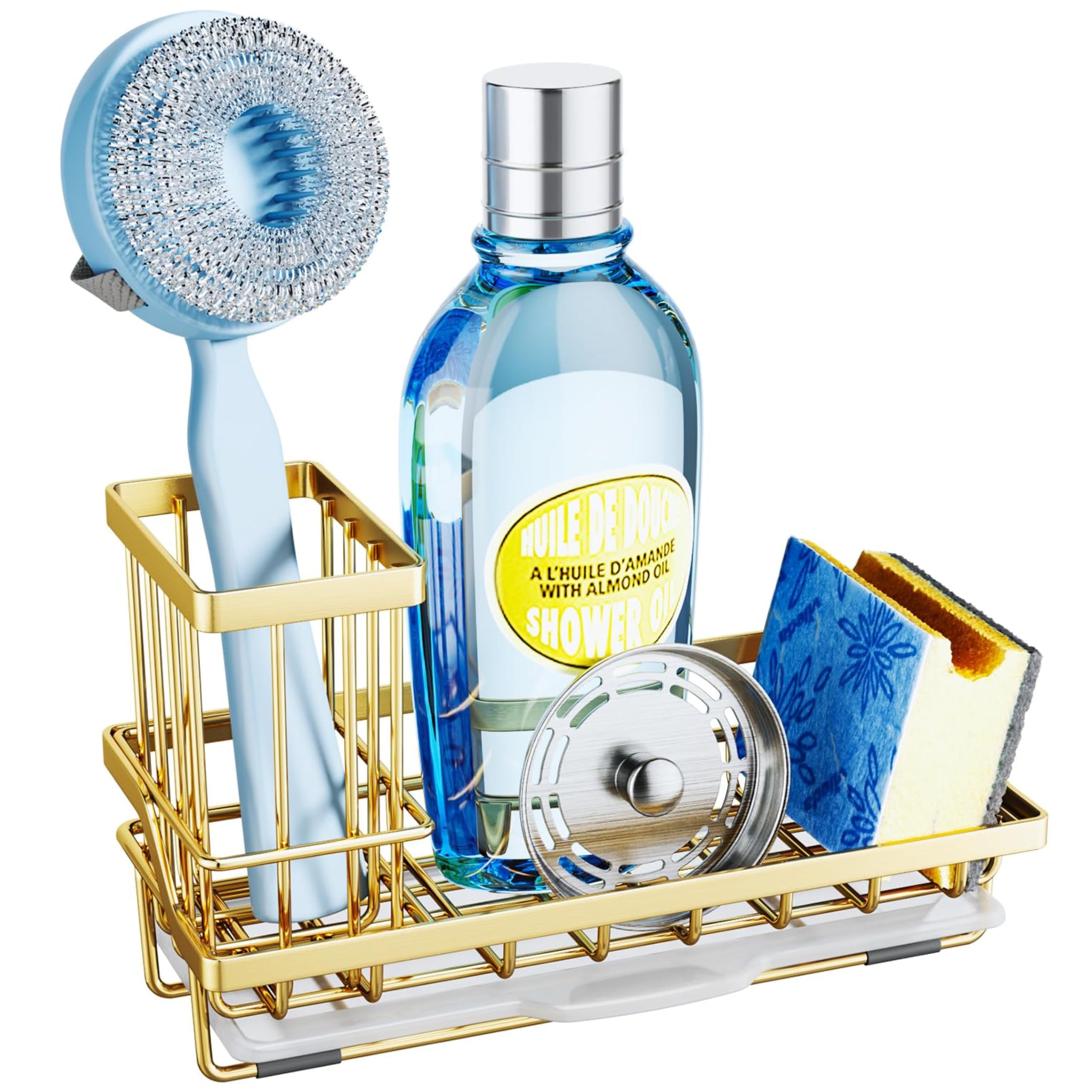 Sink Caddy Kitchen Sink Organizer with Detachable Brush Holder