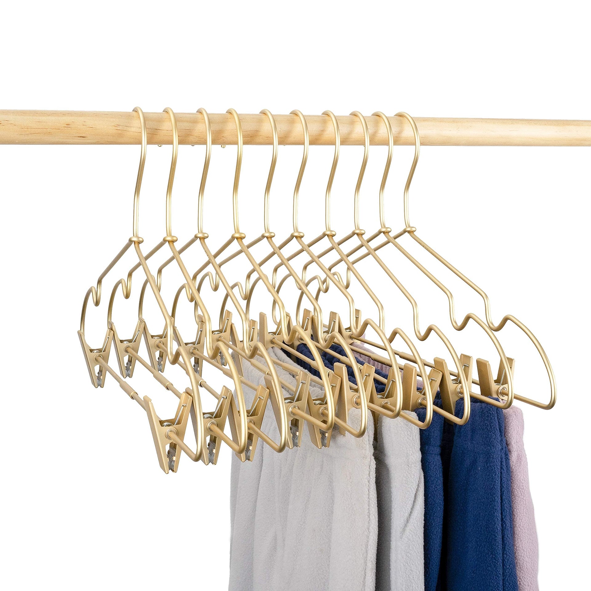 12.5" Gold Metal Baby Clothes Clips Hanger Children Kids Coat Hanger Display and Storage 10Pack (10 Count)