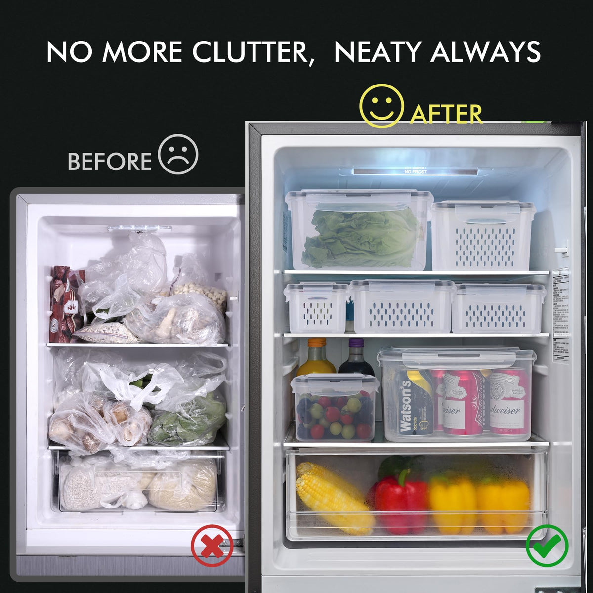 4 Pack Large Fruit Storage Container for Fridge Leak proof with Removable Colander (3.32 Count)