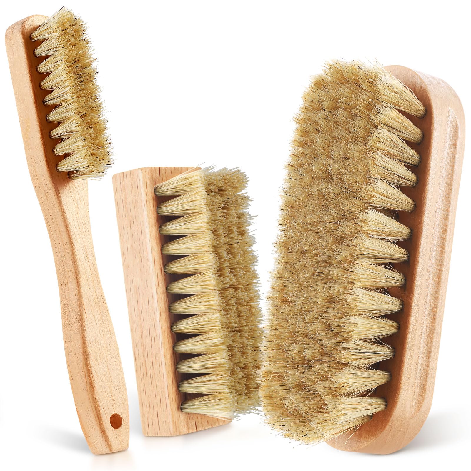 3 Pcs Wood Laundry Stain Brush Stain Remover Brushes with Boar Bristle Small Stain Brush for Clothes for Scrubbing Stains from Furniture Fabric Leather (3 Count)