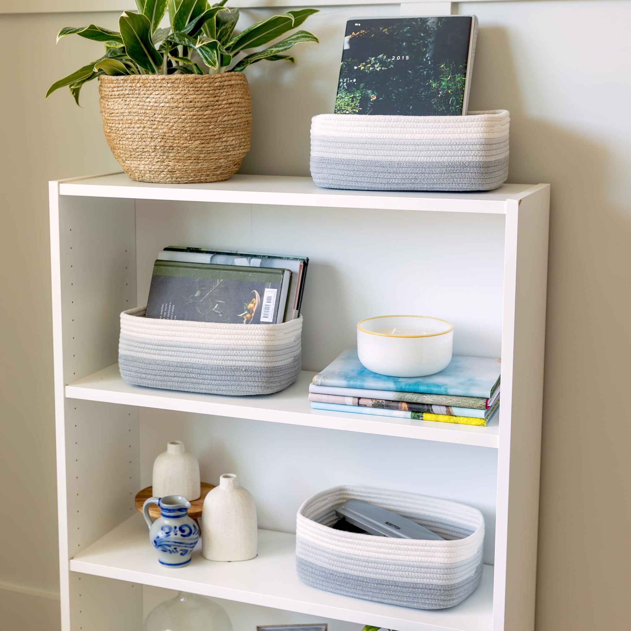 11.8"x8"x4.5” Rectangle Storage Baskets for Shelves 3 Pack (3 Count)