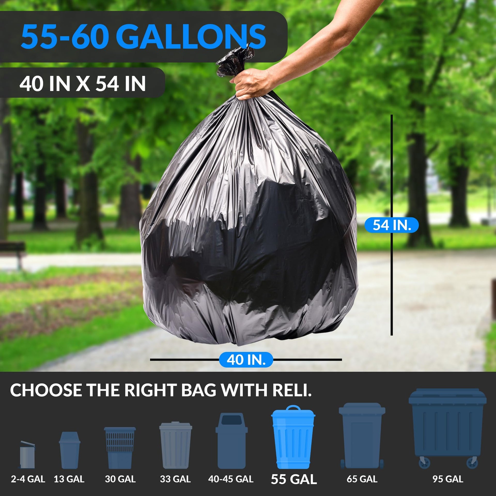 55 60 Gallon Trash Bags Heavy Duty (150 Count)