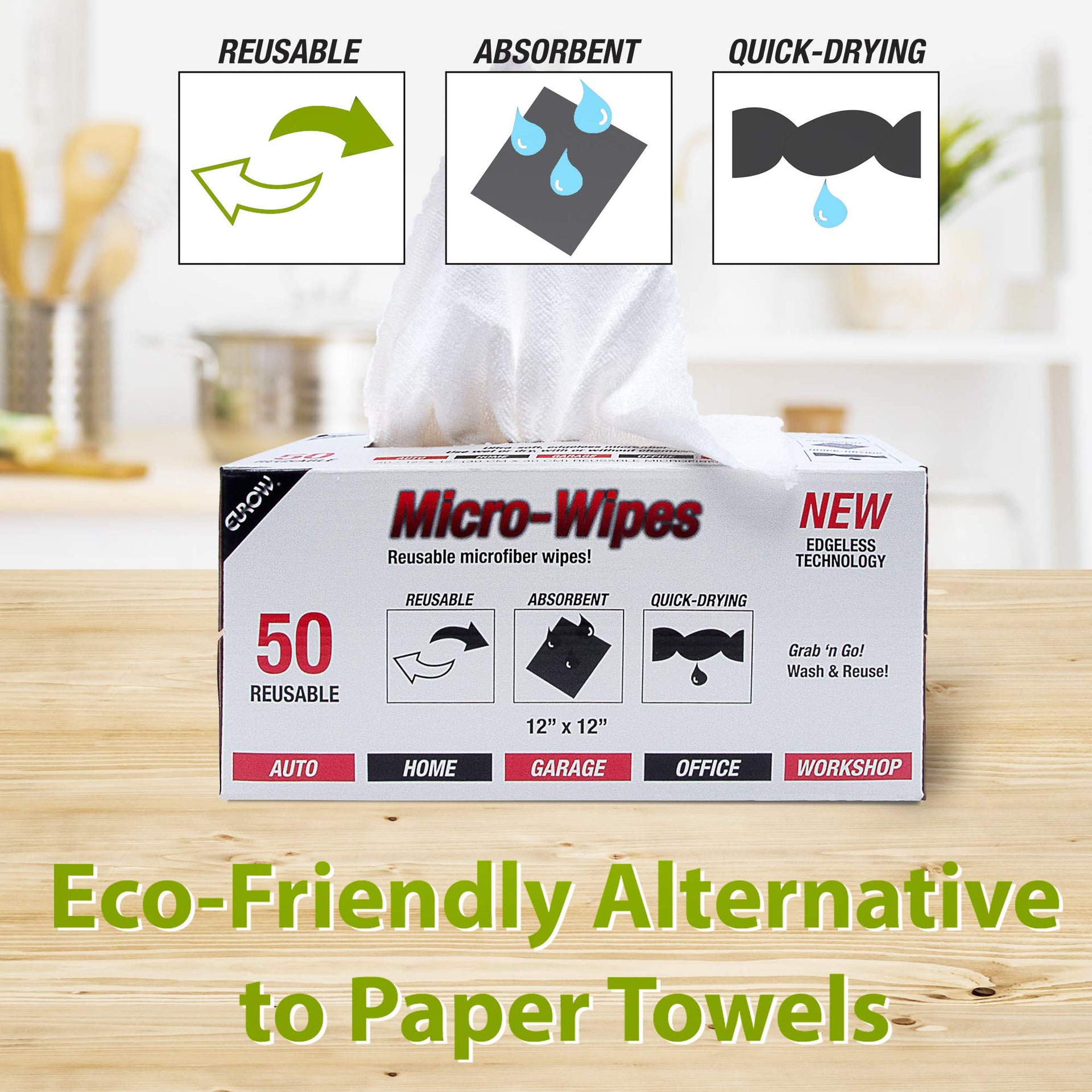200GSM Microfiber Cleaning and Drying Cloths with Dispenser Box (50 Count)