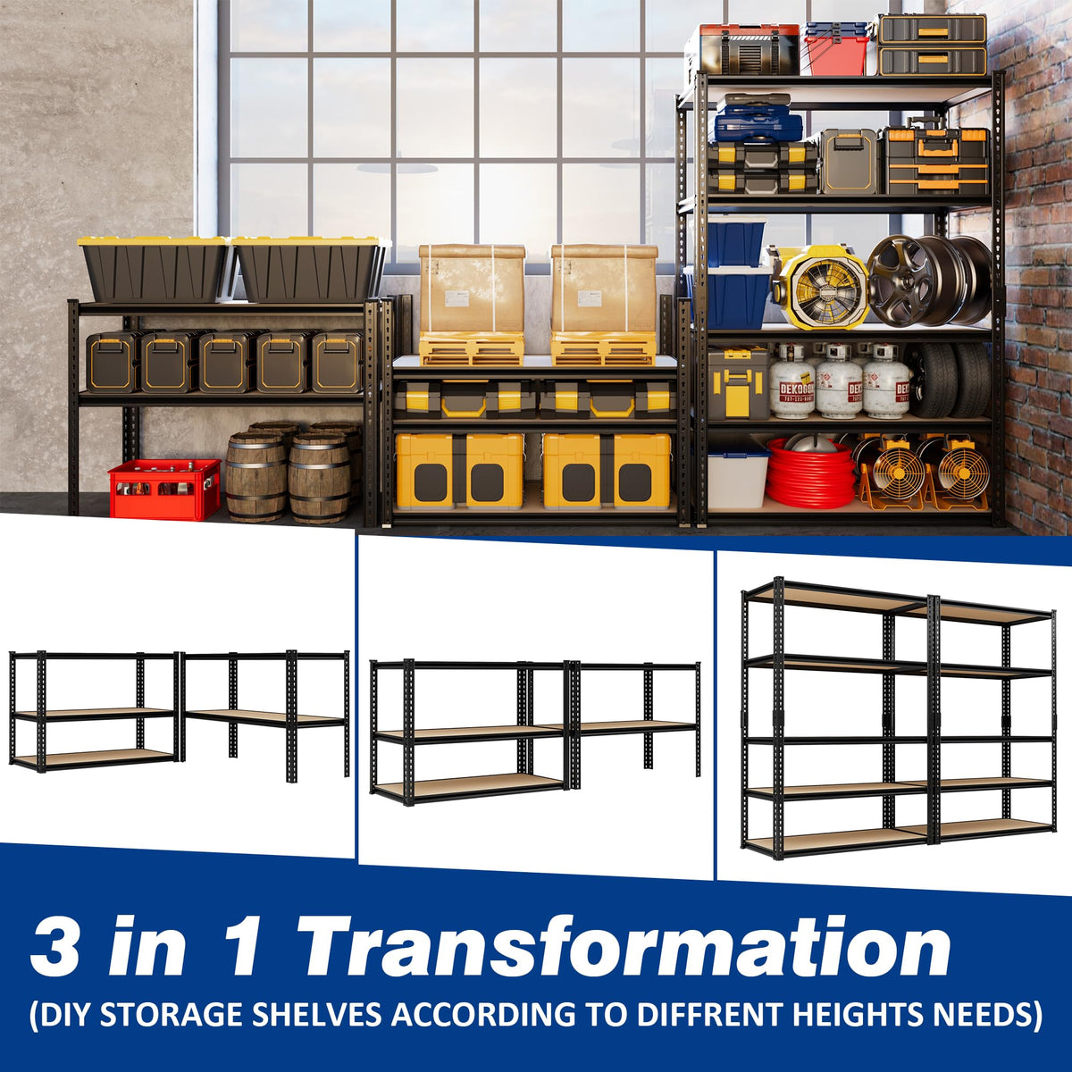 2025LBS Storage Shelves Heavy Duty 5 Tier Garage Storage Shelves
