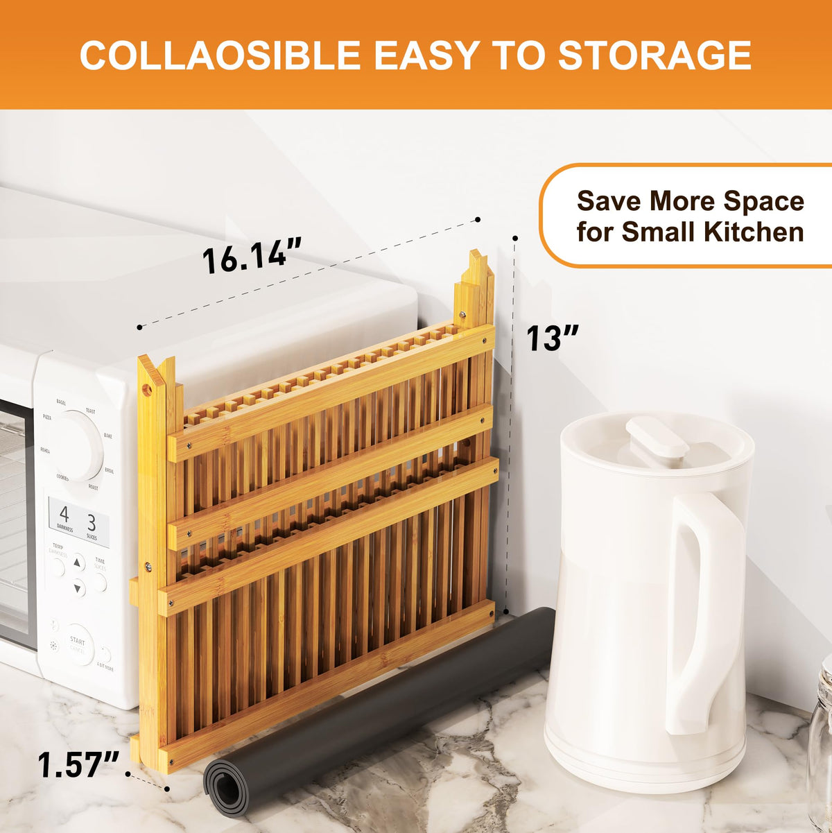 Bamboo Dish Drying Rack with Utensil Holder