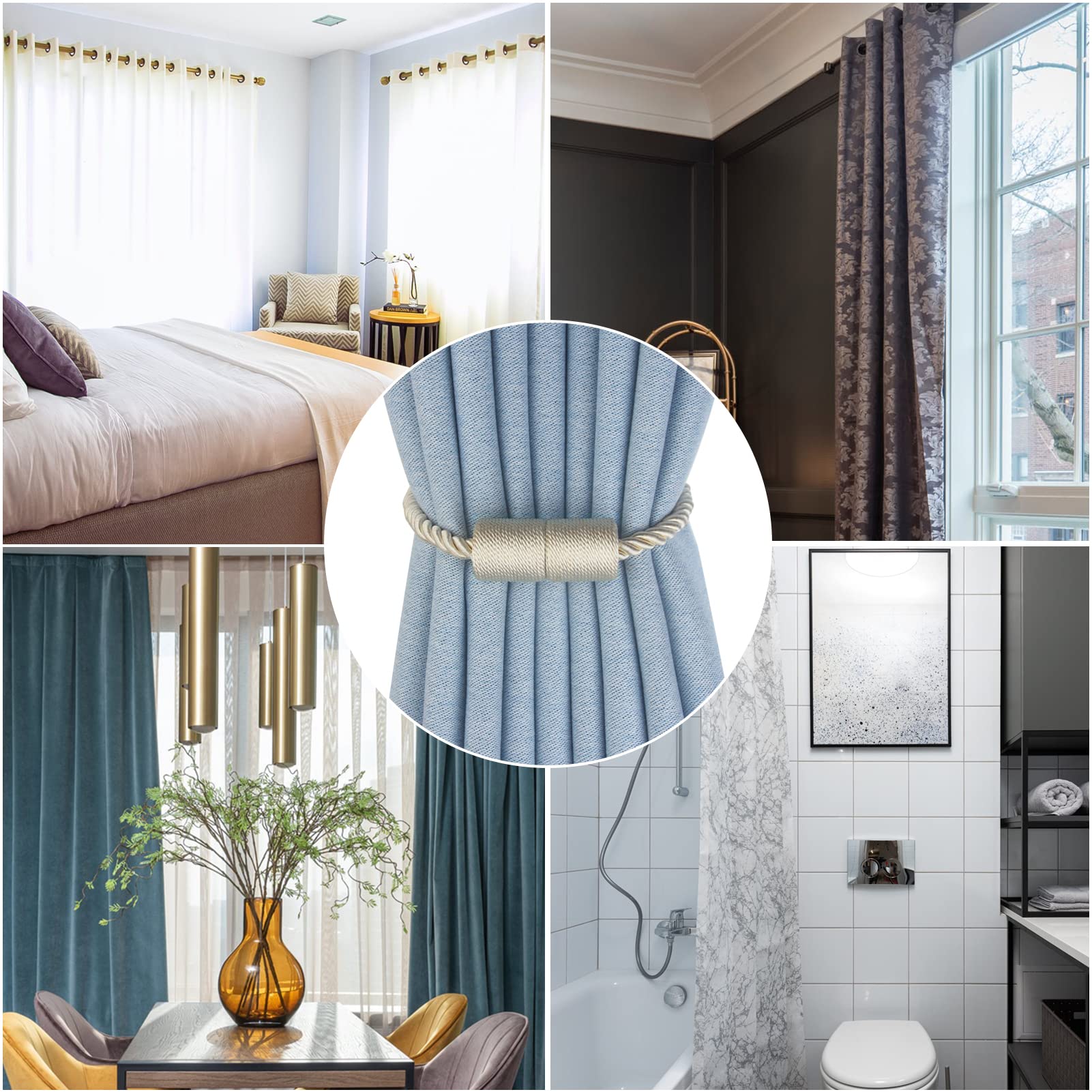 Magnetic Curtain Tiebacks Decorative Holdbacks Rope Tie Back Drapes Hangtty