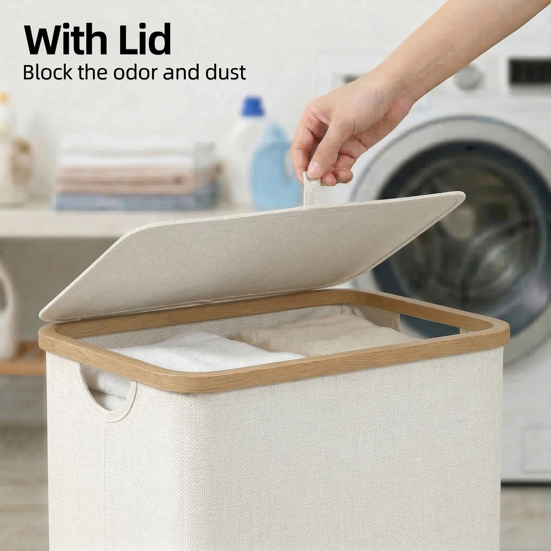 Laundry Basket with Lid and Removable Bag