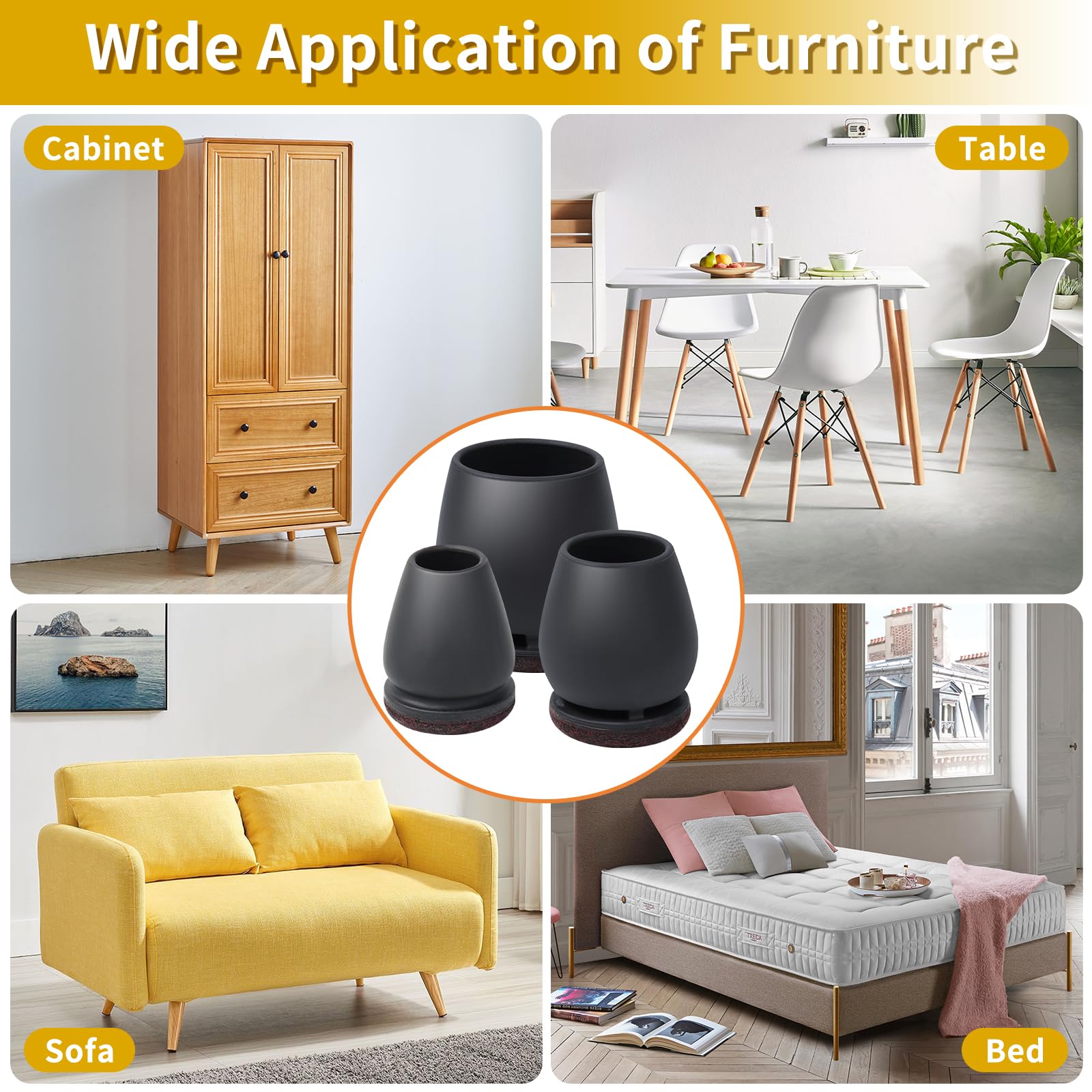 24 Pcs Black Chair Leg Floor Protectors for Hardwood Floors (24 Count)