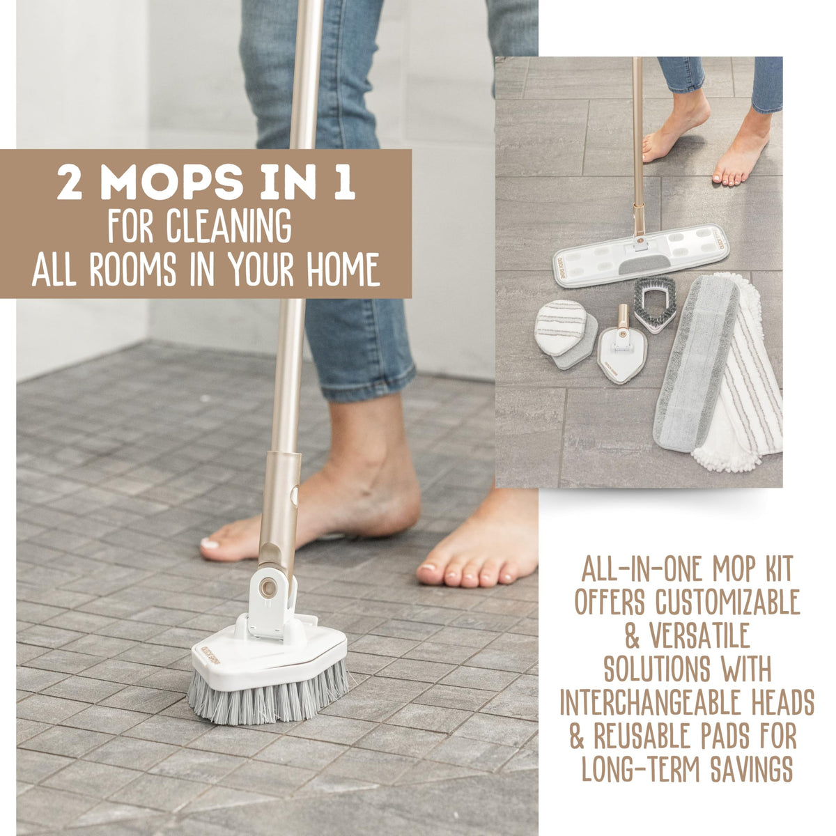 Clean + Polish 9 Piece Interchangeable Mop Kit