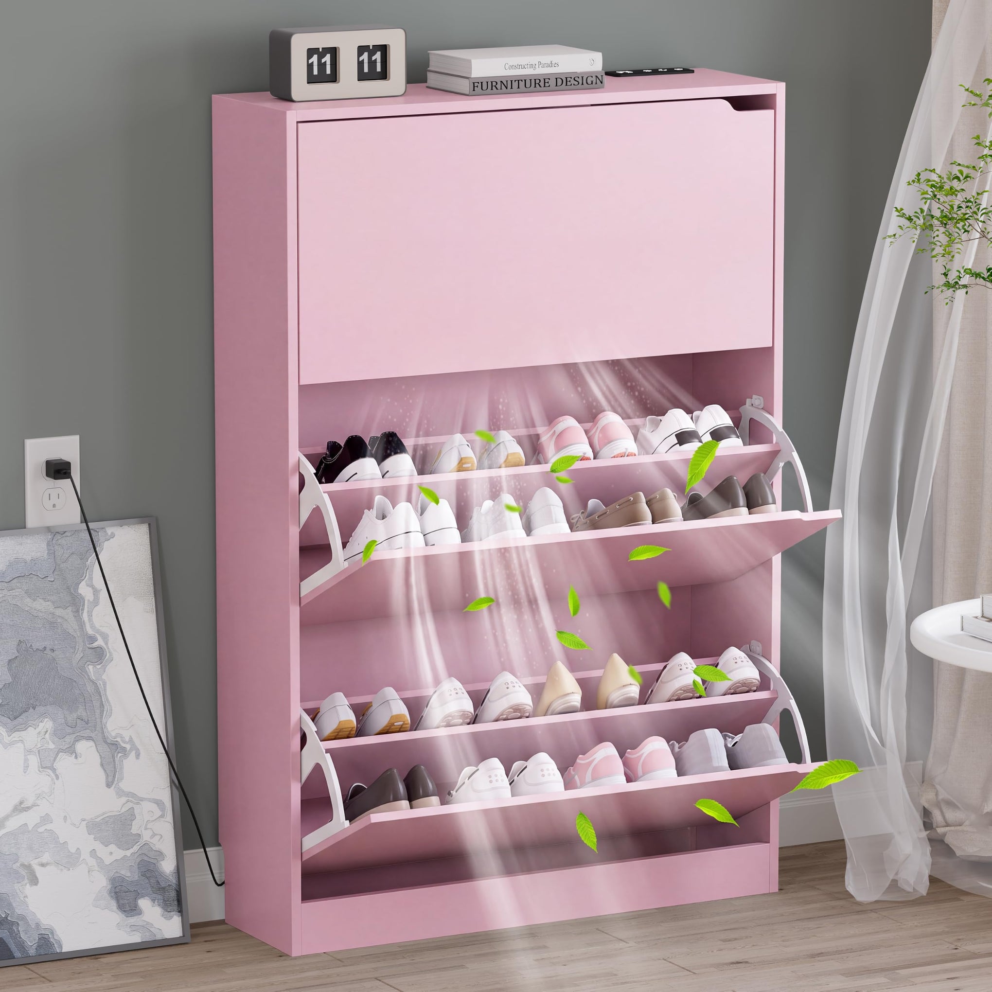 Shoe Cabinet with Odor Control and Back Panels