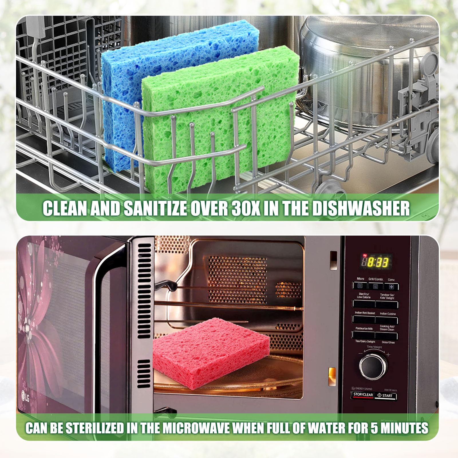 12 Counts Multipurpose Kitchen Sponges Pack Compostable Biodegradable Compressed Cellulose Sponges 18X Super Absorbent POP UP Eco Sponge for Household Use
