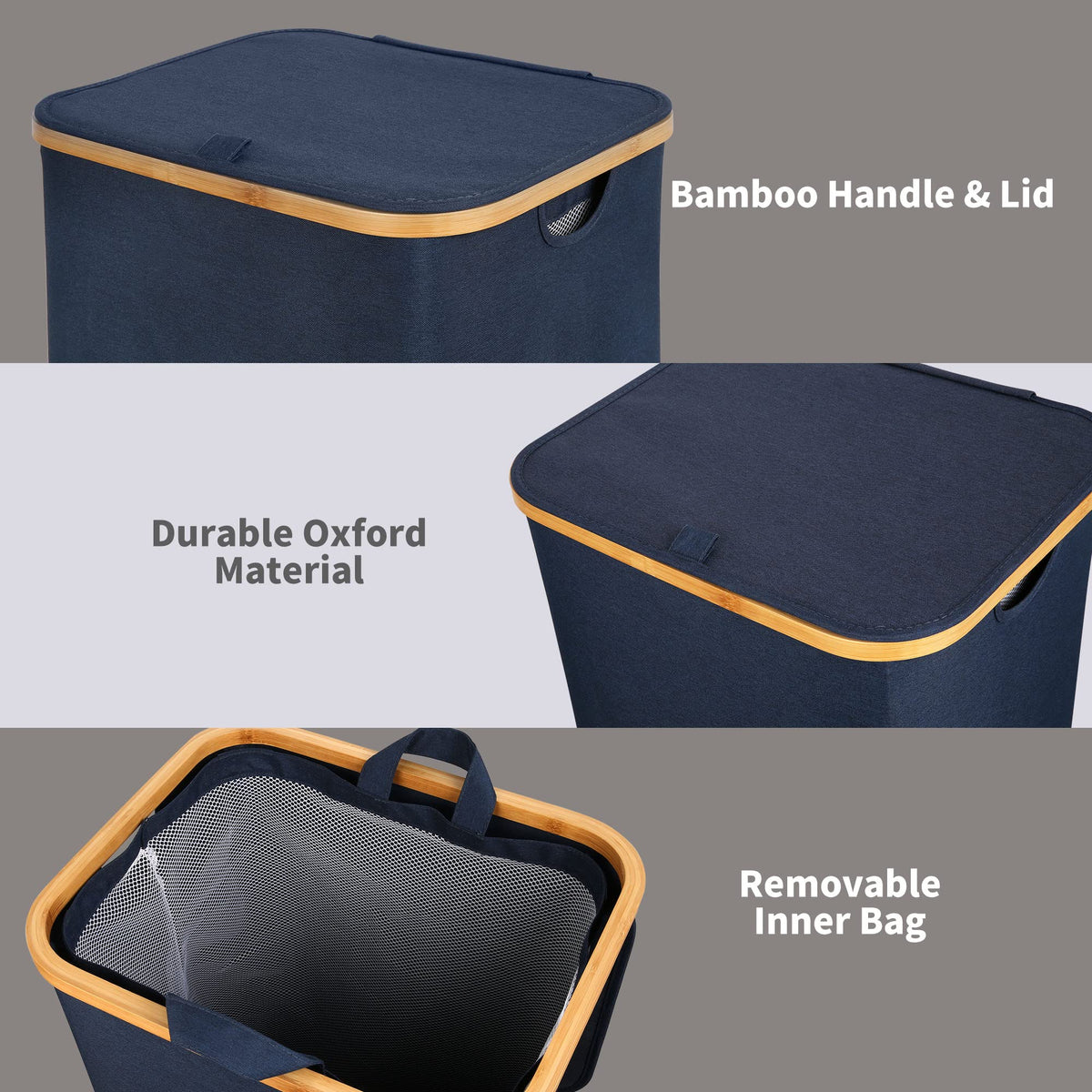 Laundry Basket with Lid and Removable Bag
