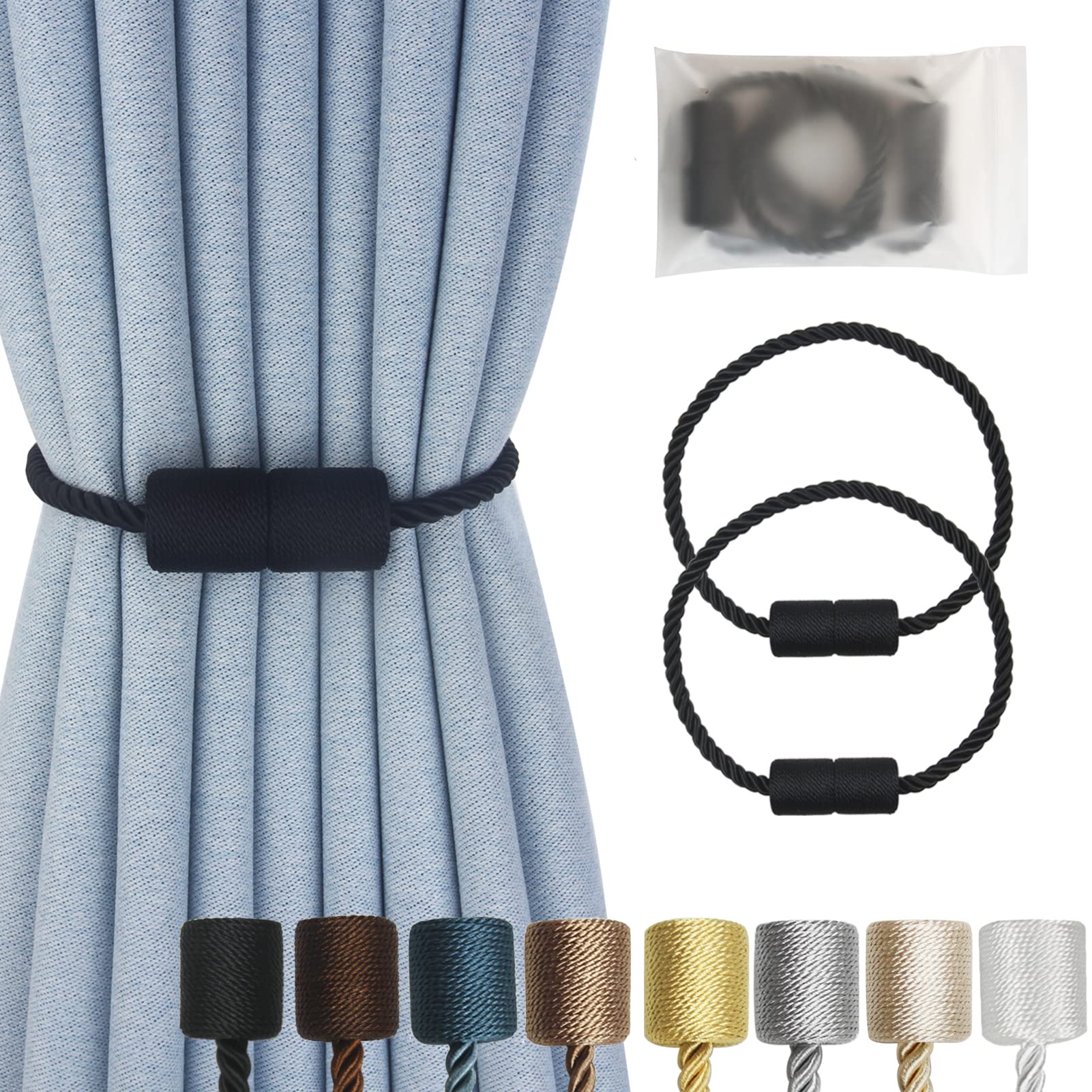 Magnetic Curtain Tiebacks Decorative Holdbacks Rope Tie Back Drapes Hangtty