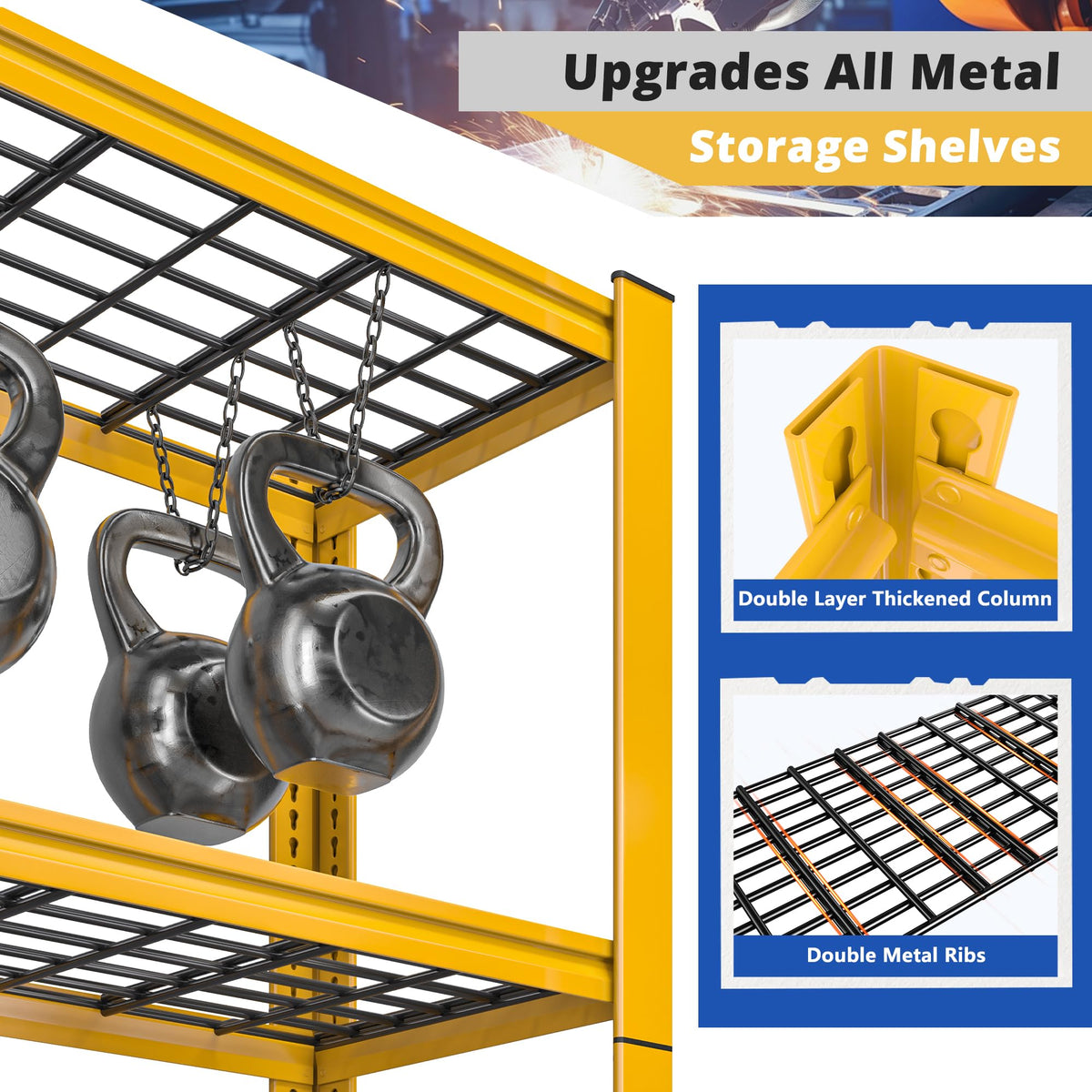 72''H Garage Shelving 3010 LBS Storage Shelves Adjustable Metal Shelving 5 Tier Metal Shelves for Storage Industrial Shelf for Kitchen Pantry Warehouse Basement 72" HX35.5 WX16 D (4 Count)