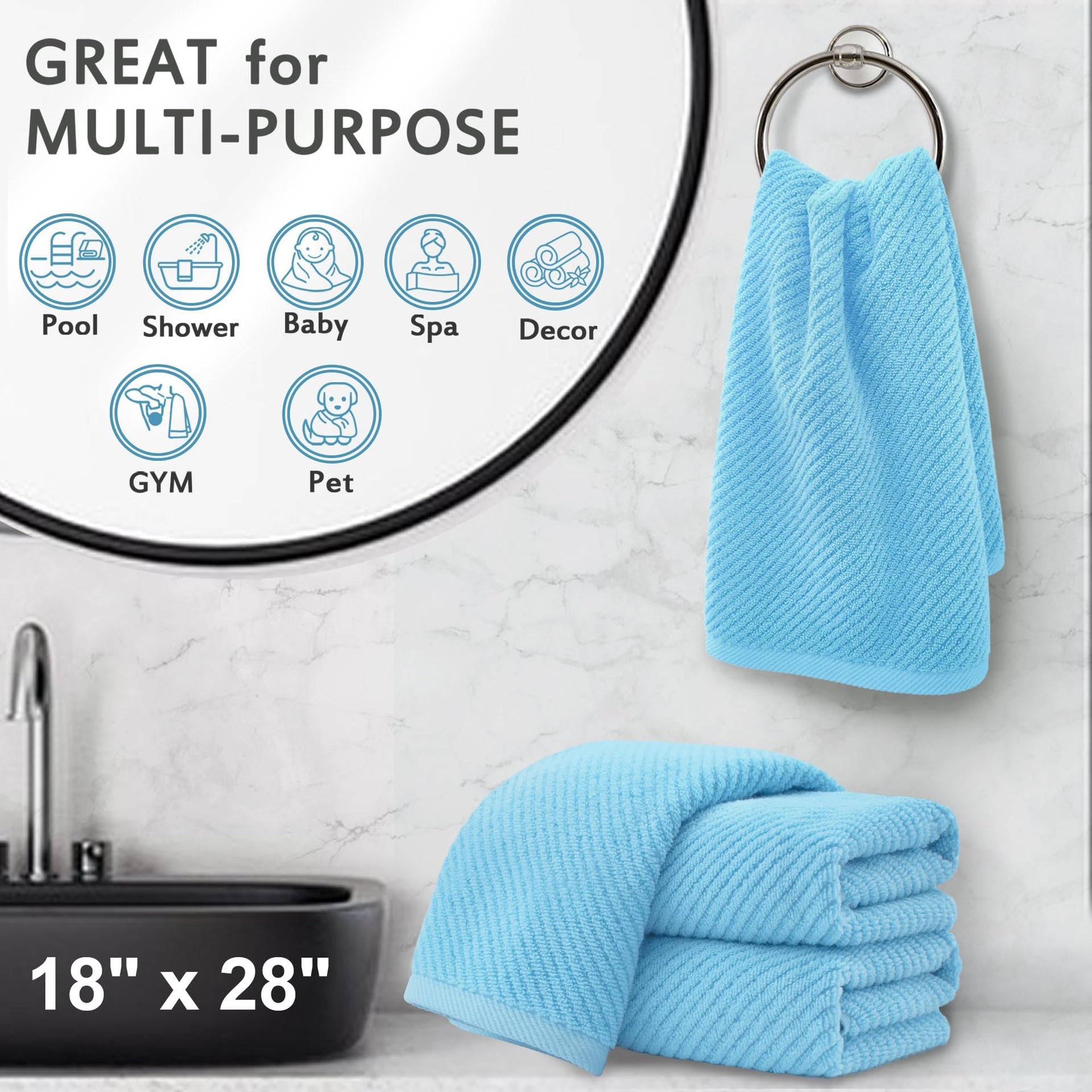 Bathroom Hand Towels 4PC (4 Count)