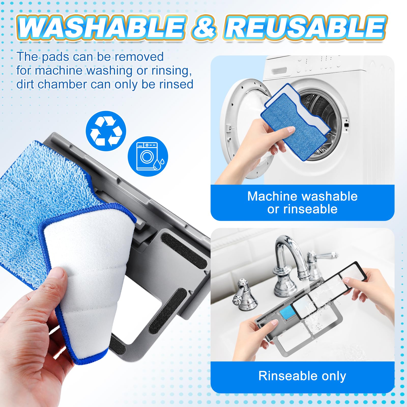 2Pc Mop Pads Compatible with Shark VM252