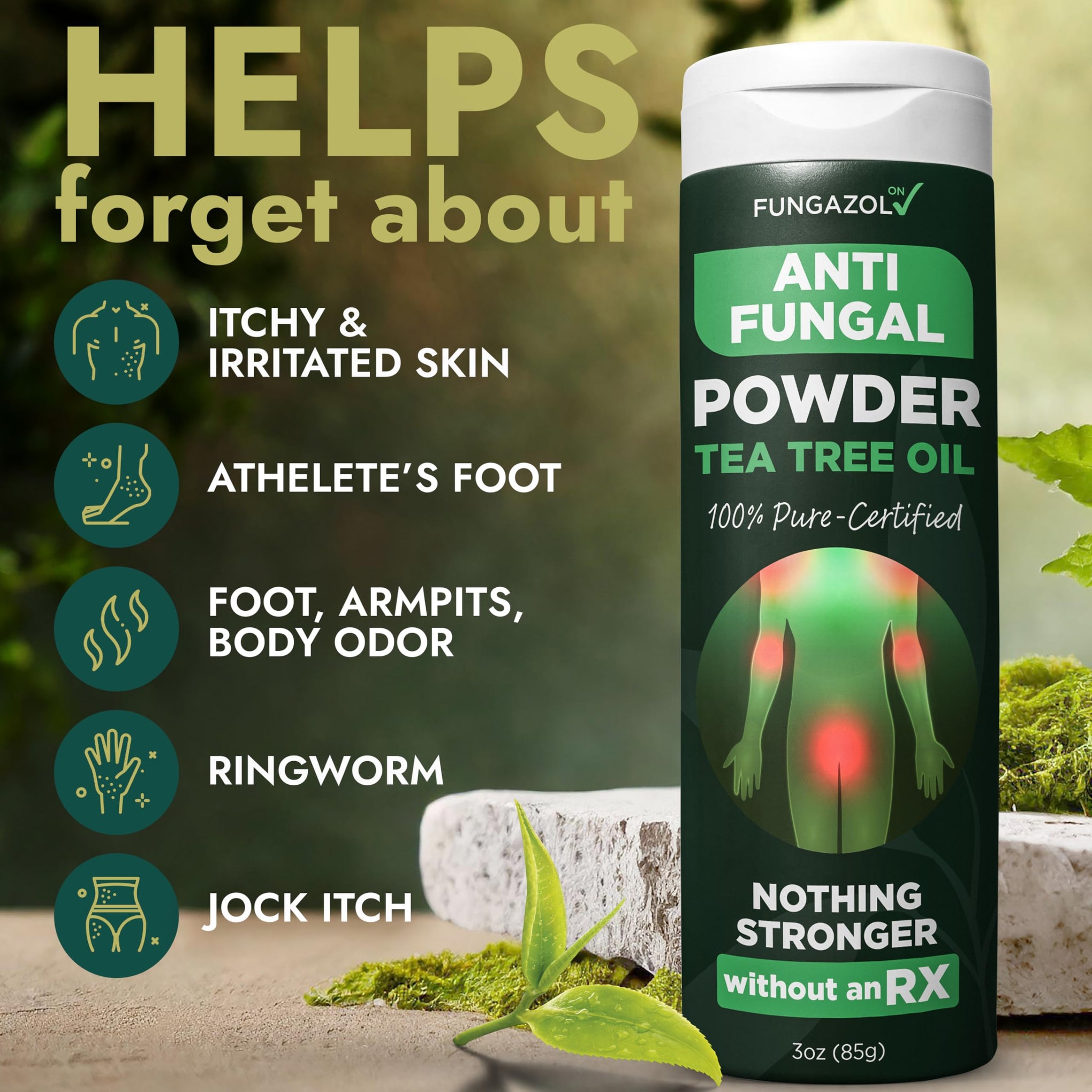 Antifungal Body Powder with Miconazole Nitrate 2% for Jock Itch & Ringworm (3 Ounce)