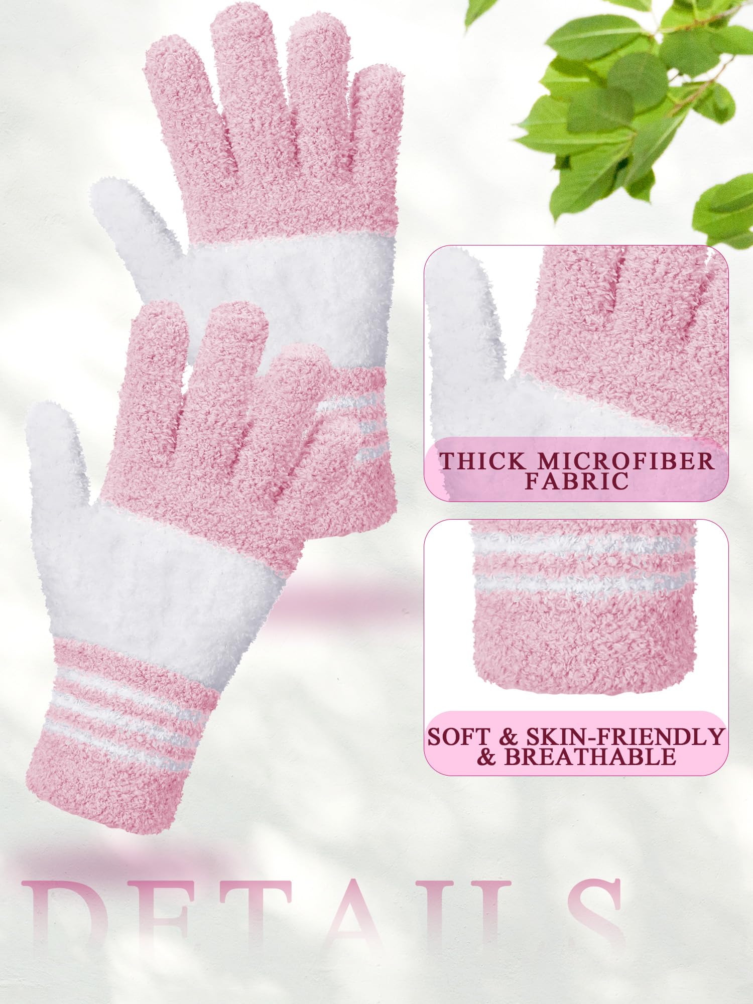 3 Pairs Microfiber Dusting Gloves for Plants Leaf (3 Count)