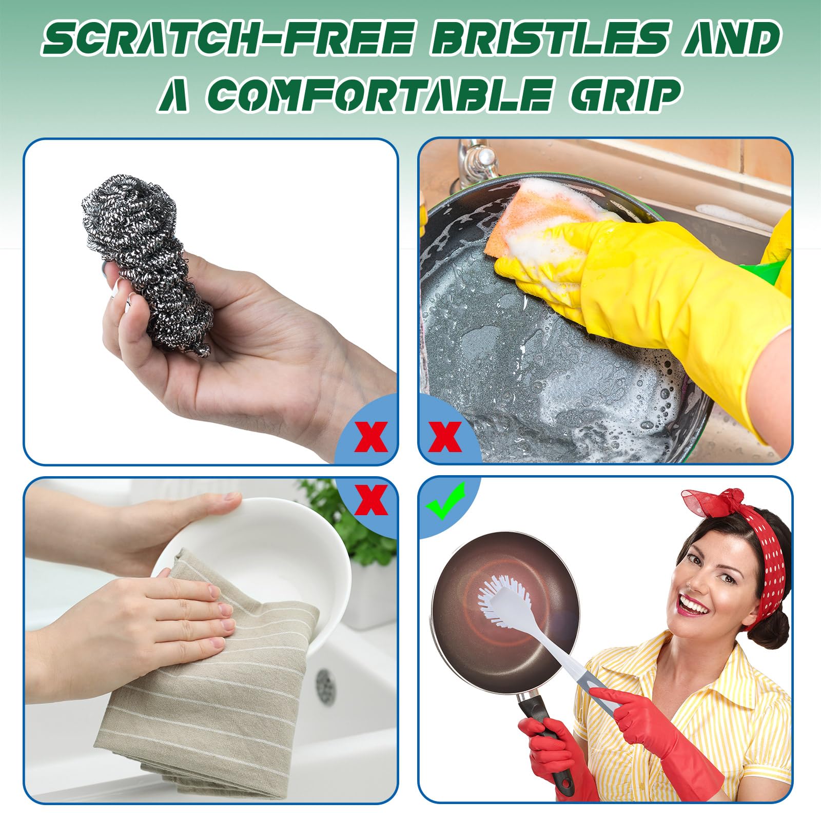20 Pcs Gray Kitchen Scrub Dish Brush Bulk with 11 Inch Handle Cleaning Dish Scrubber with Stiff Bristles Washing Scrub Brushes for Housekeeping for Pots and Pans (20 Count)