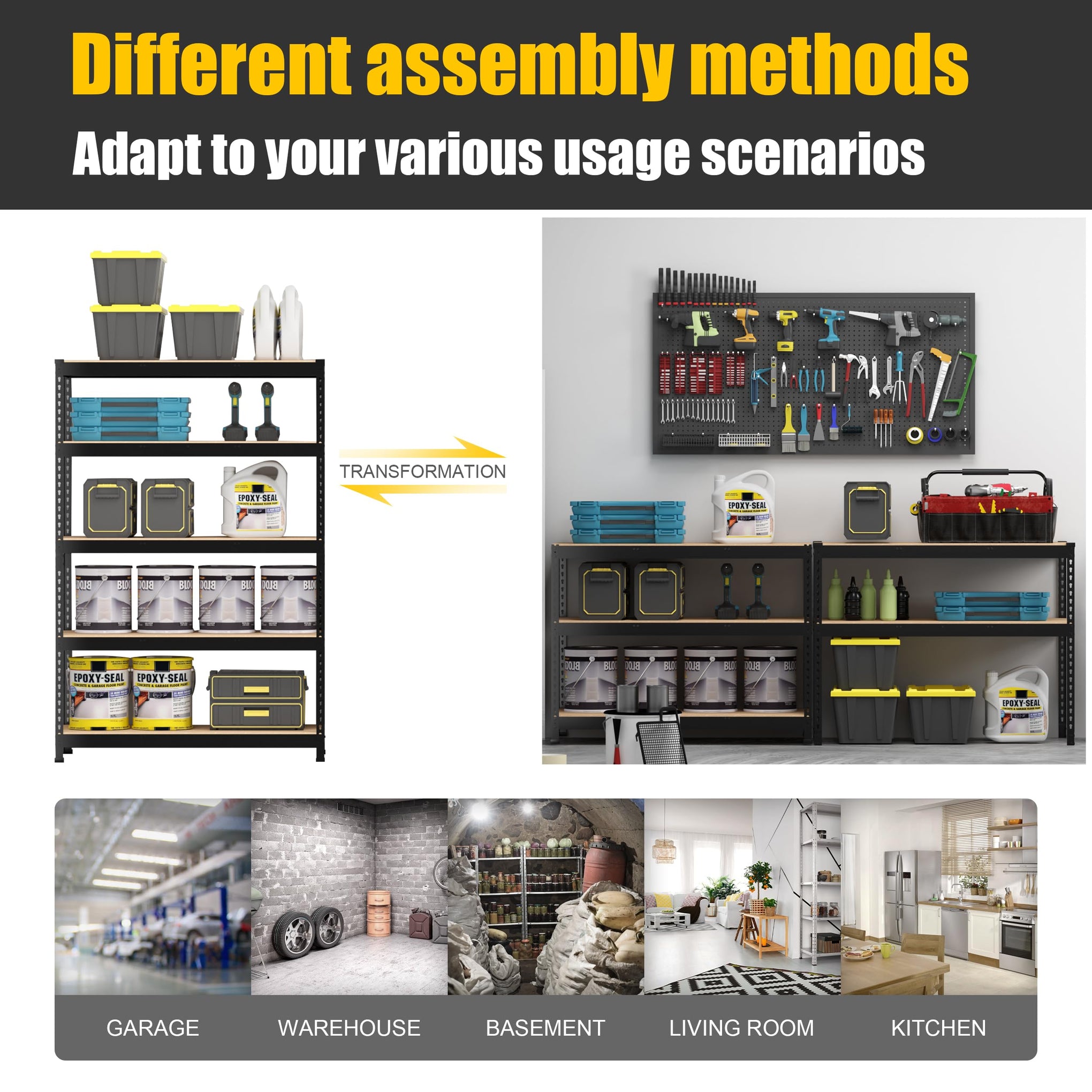 48"W x 24"D x 72"H Garage Storage Shelves (4 Count)