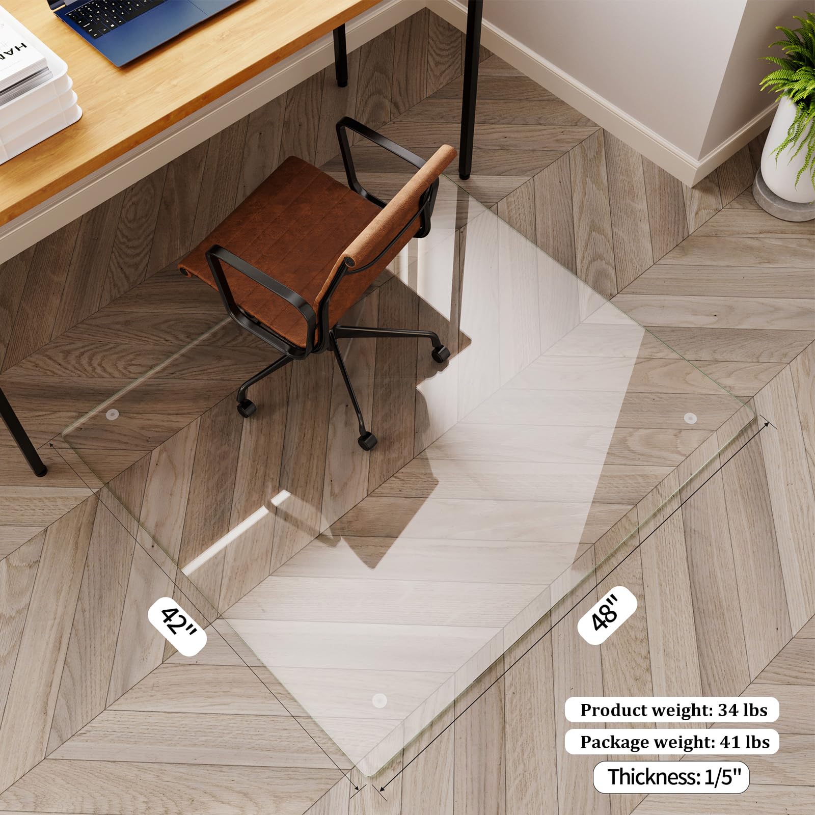 42" x 48" Office Chair Mat for Hardwood Floors & Carpets