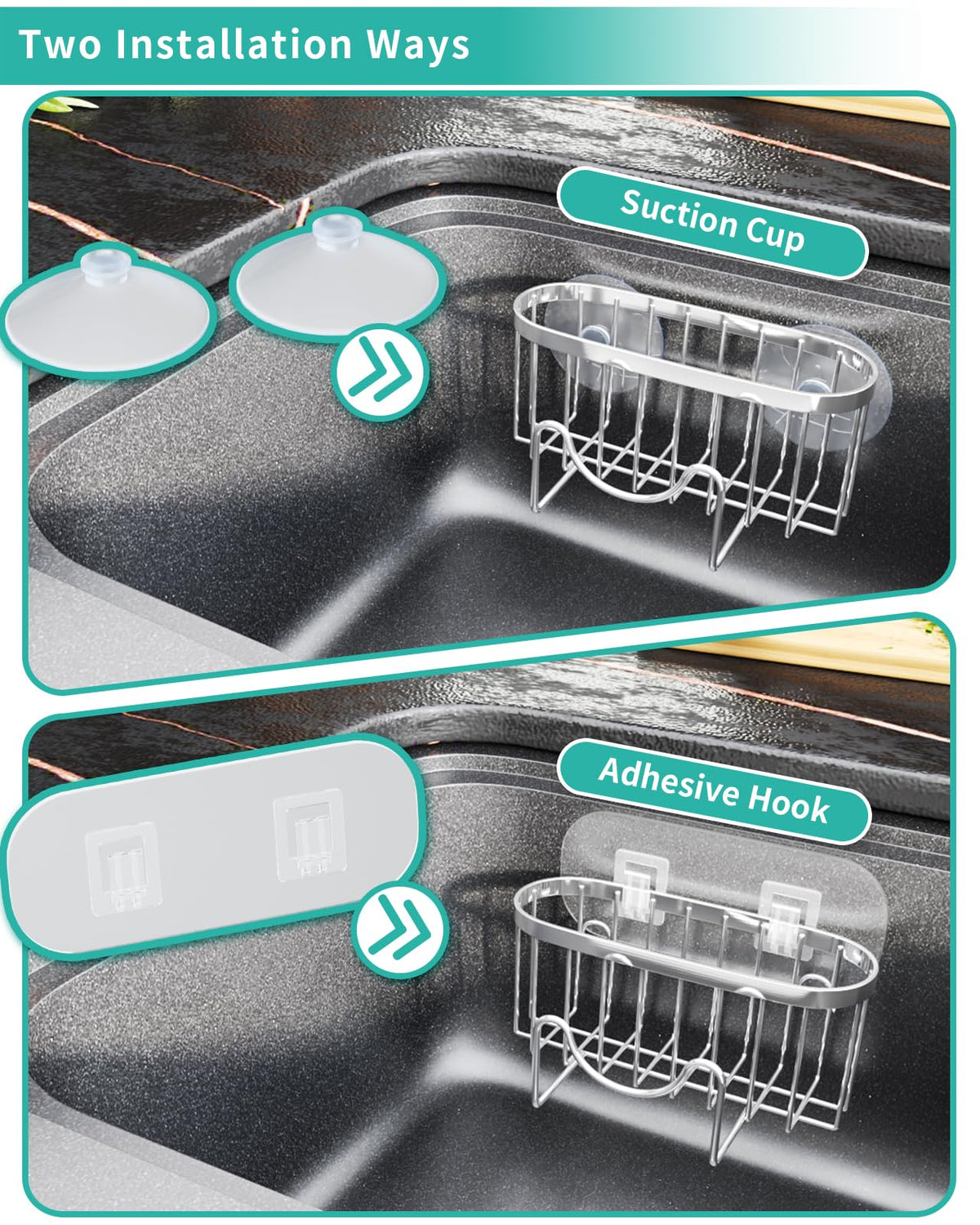 Multifunctional Adhesive Kitchen Sink Organizer with M