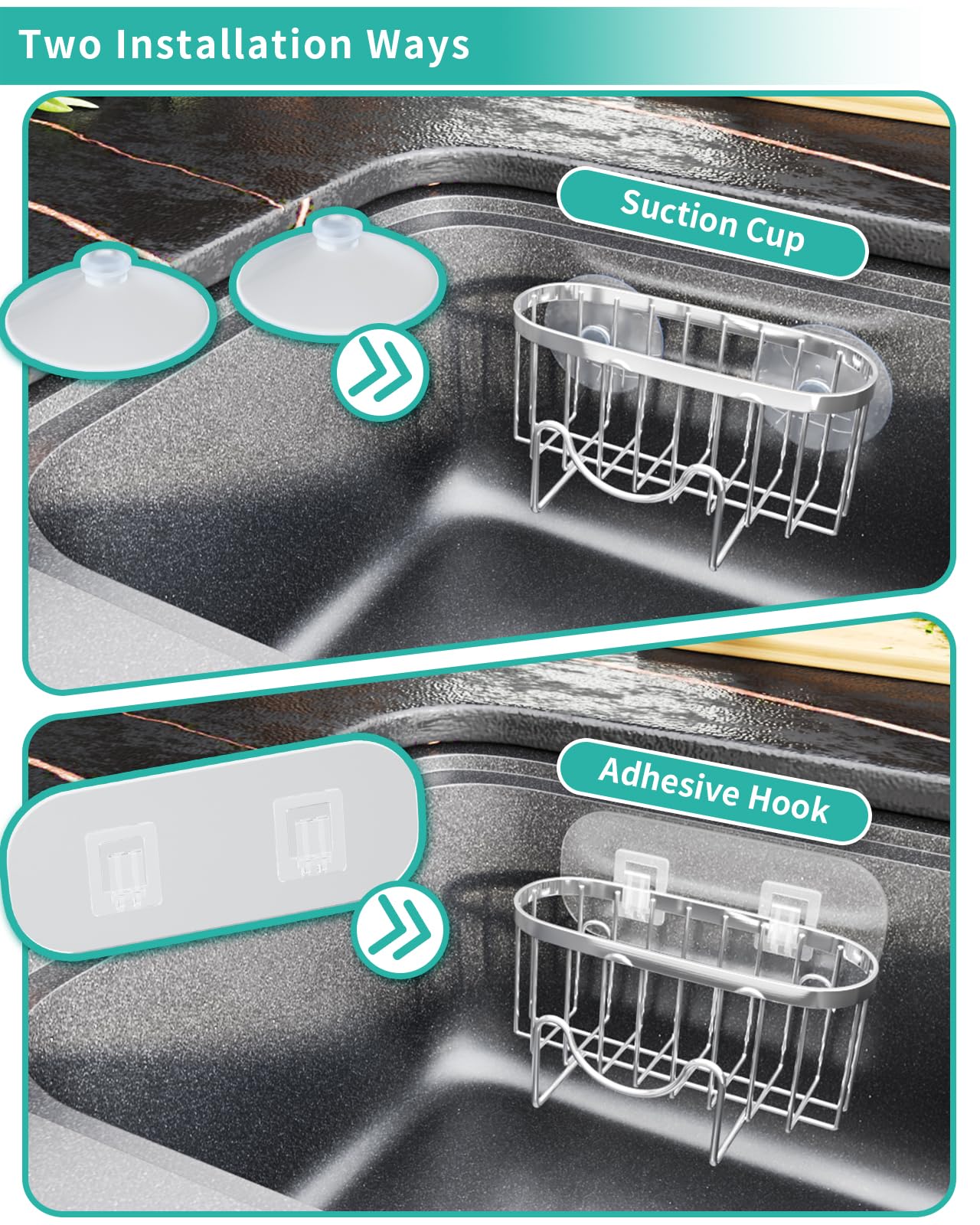 Multifunctional Adhesive Kitchen Sink Organizer with M