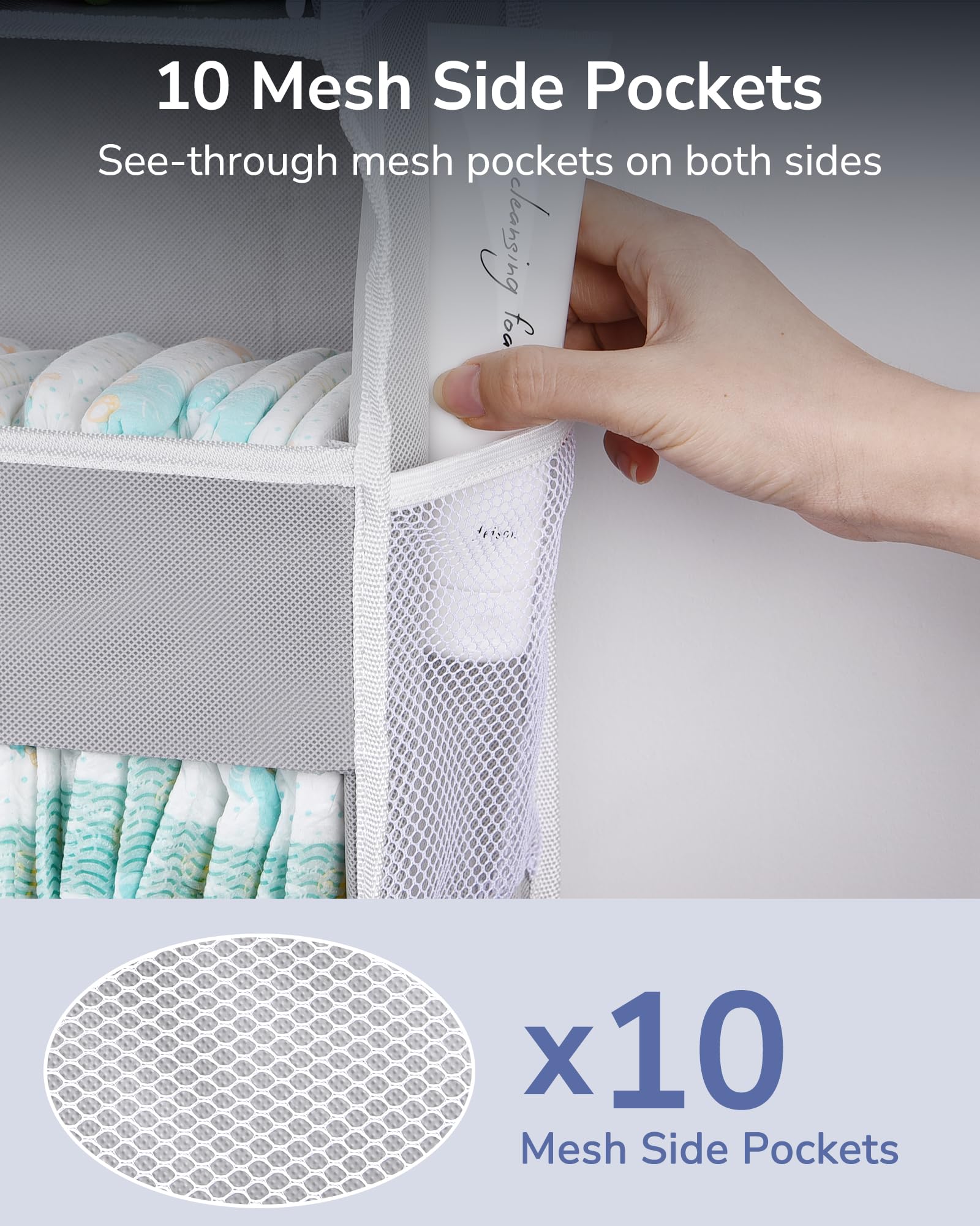 1 Pack Over Door Organizer with 5 Large Pockets 10 Mesh Side Pockets