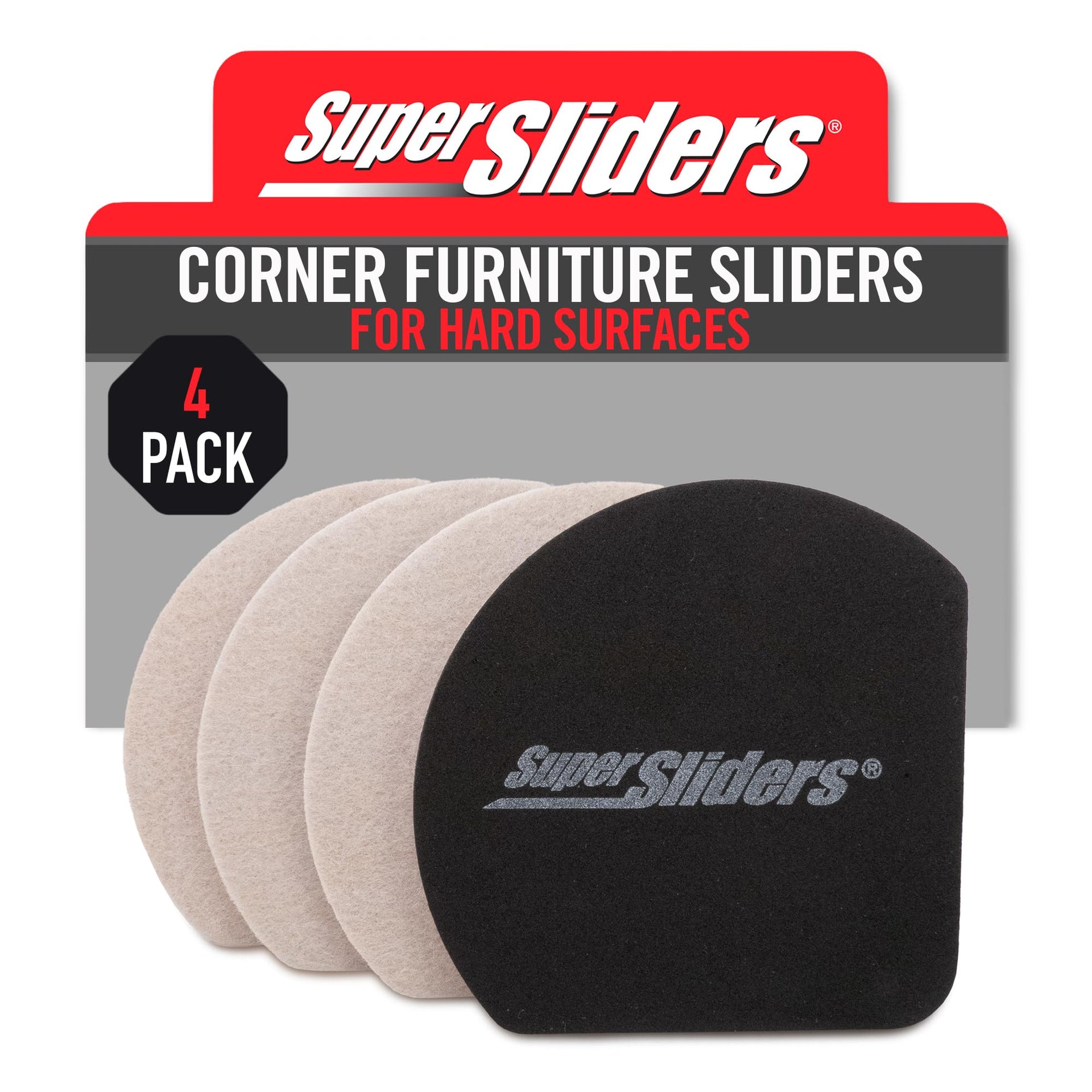 5" Slide & Hide Reusable Furniture Sliders for Hard Surfaces (4 Count)