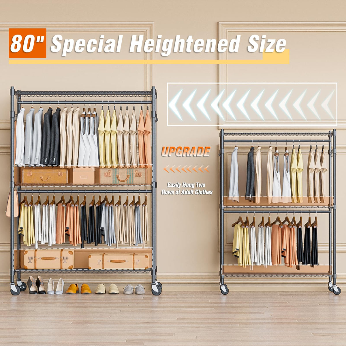 Heavy Duty Rolling Clothing Rack