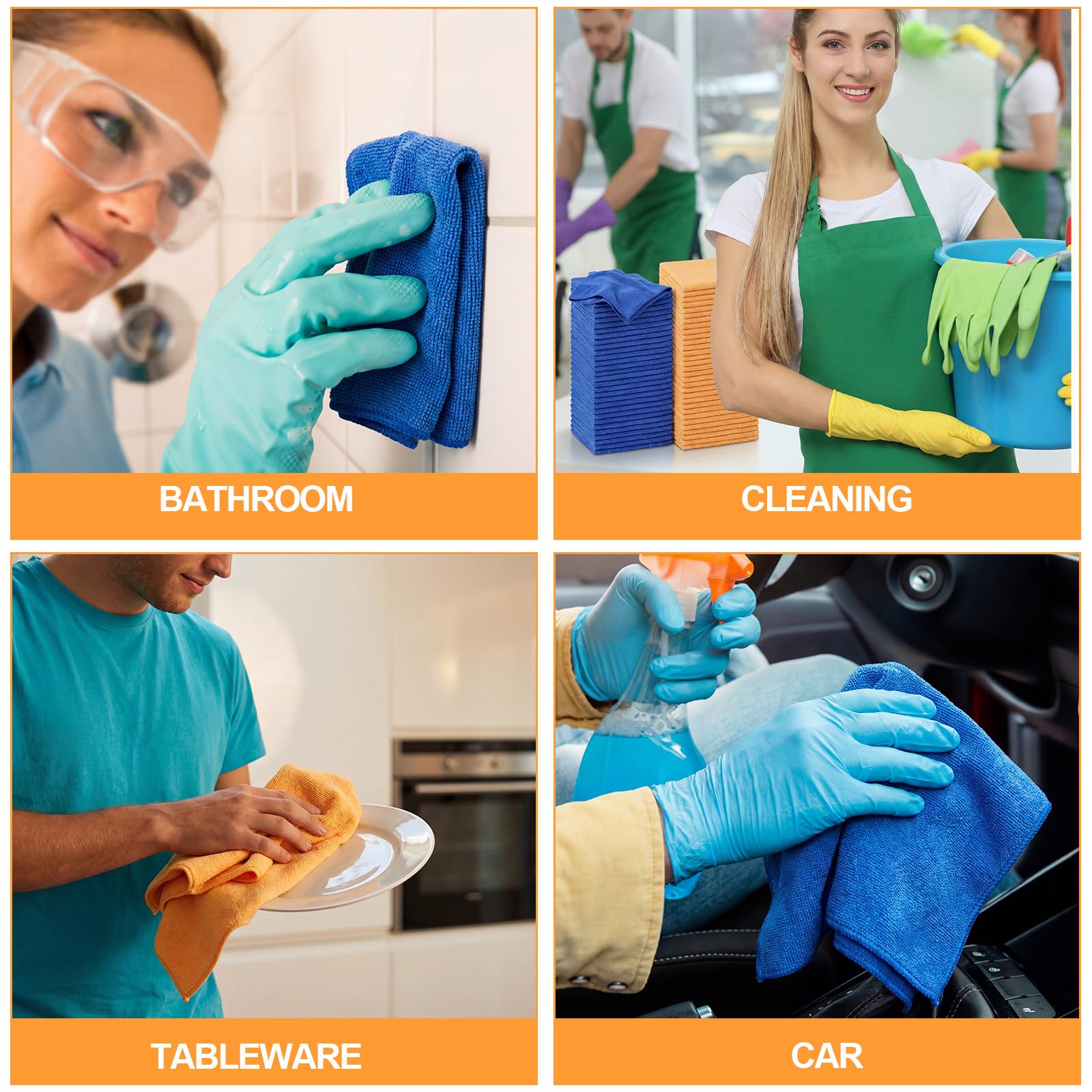 60 Pcs Microfiber Cleaning Cloths for Cars 16 x 16 Inch Ultra Absorbent Car Towels Drying Reusable Cleaning Supplies House Kitchen Window Microfiber Towel (60 Count)