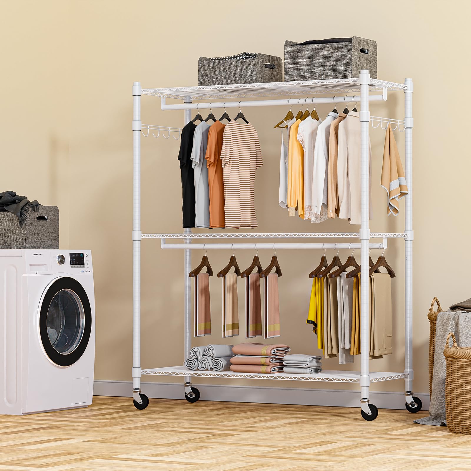 3 Tier Garment Rack with Wheels