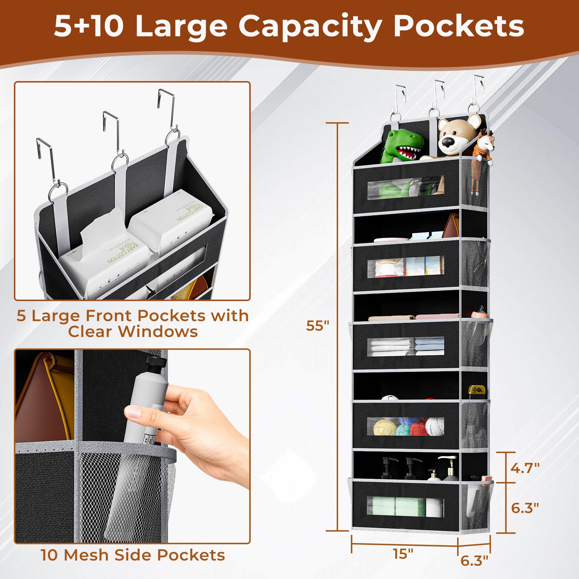 2 Pack 5 Tier Over The Door Organizer Space (2 Count)