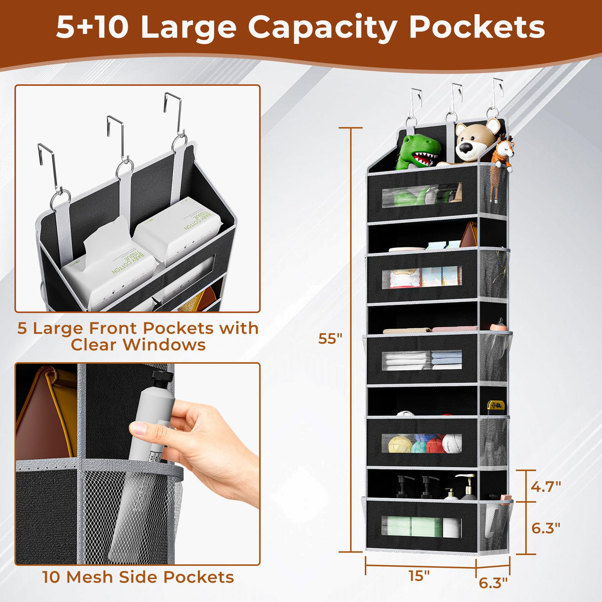 2 Pack 5 Tier Over The Door Organizer Space (2 Count)
