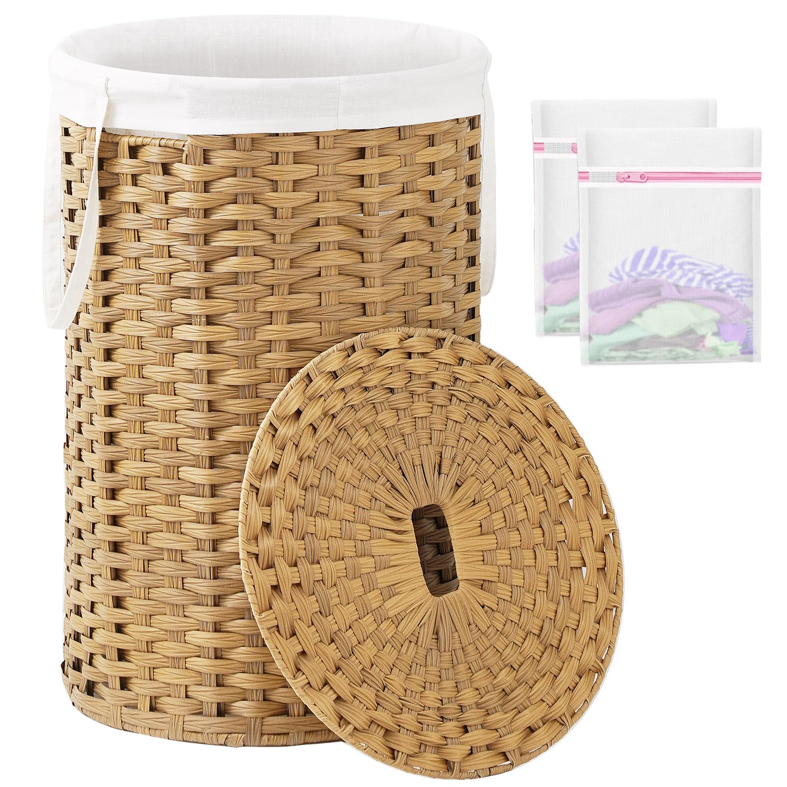 Large Laundry Hamper Laundry Basket Round 34.3 Gal PE