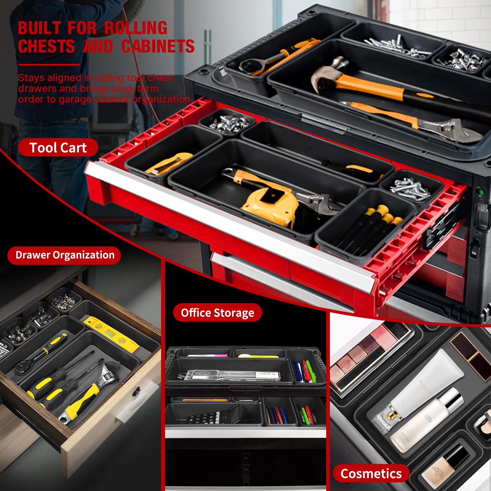 6 PCS Extra Large】 Tool Box Drawer Organizer Trays with Non (6 Count)