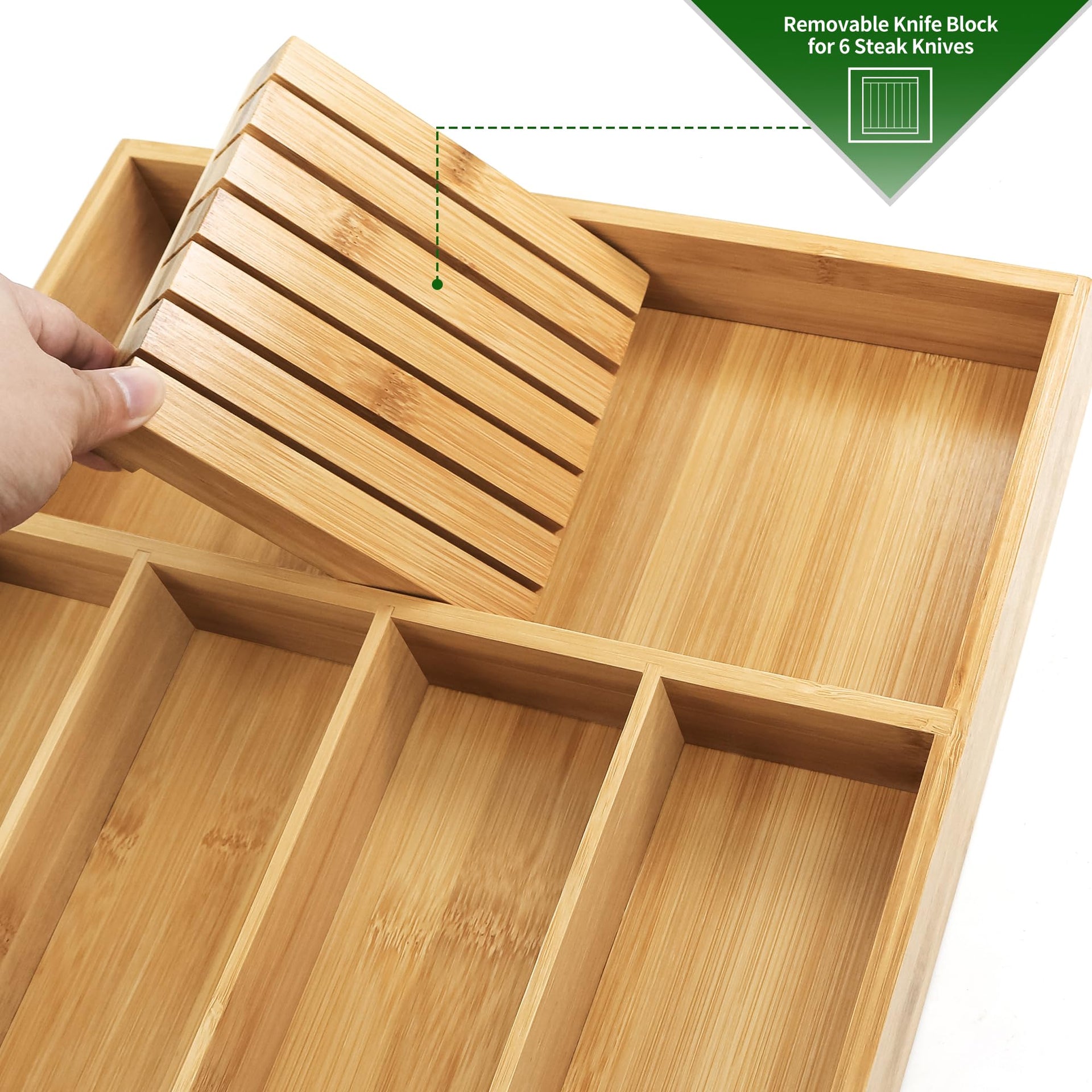 Bamboo Silverware Drawer Organizer