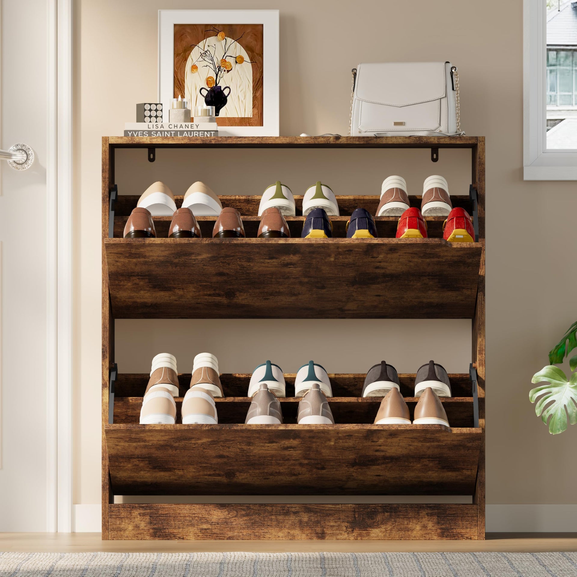 Shoe Cabinet with 2 Flip Drawers