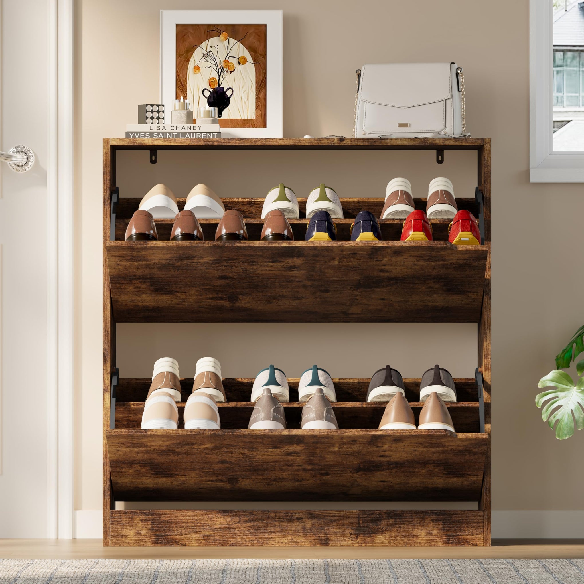 Shoe Cabinet with 2 Flip Drawers